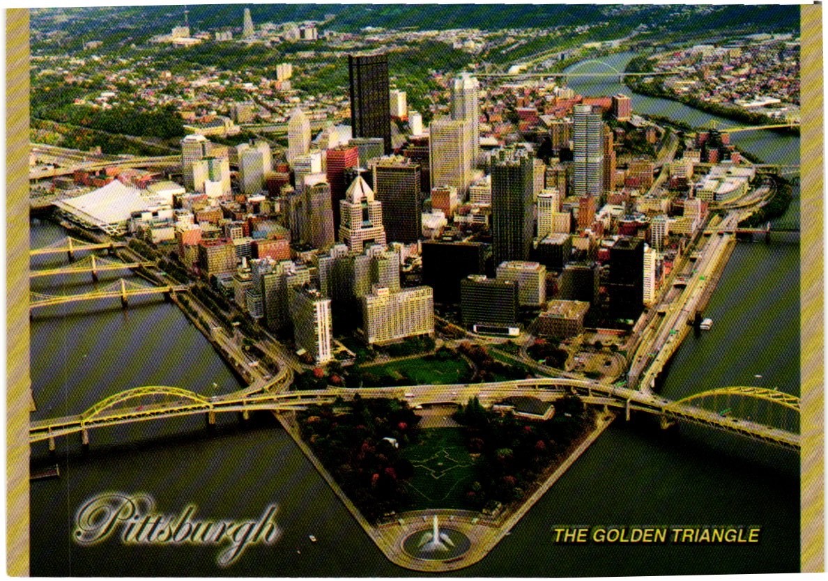 Postcard - Aerial view of downtown Pittsburgh, Pennsylvania. Postcard - Aerial view of downtown Pittsburgh, Pennsylvania.