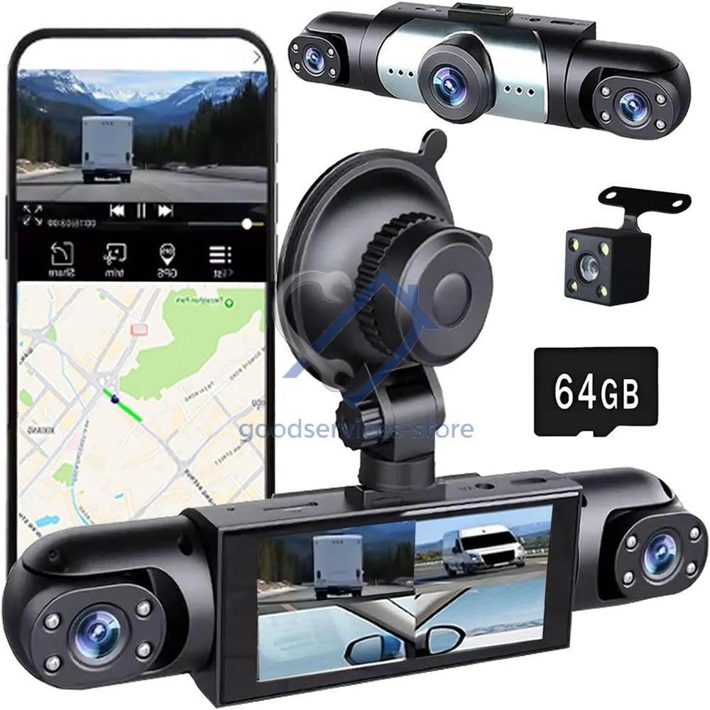 4-Channel Dashcam 360° 1080P HD Car Dash Cam Front Rear Inside Left Right