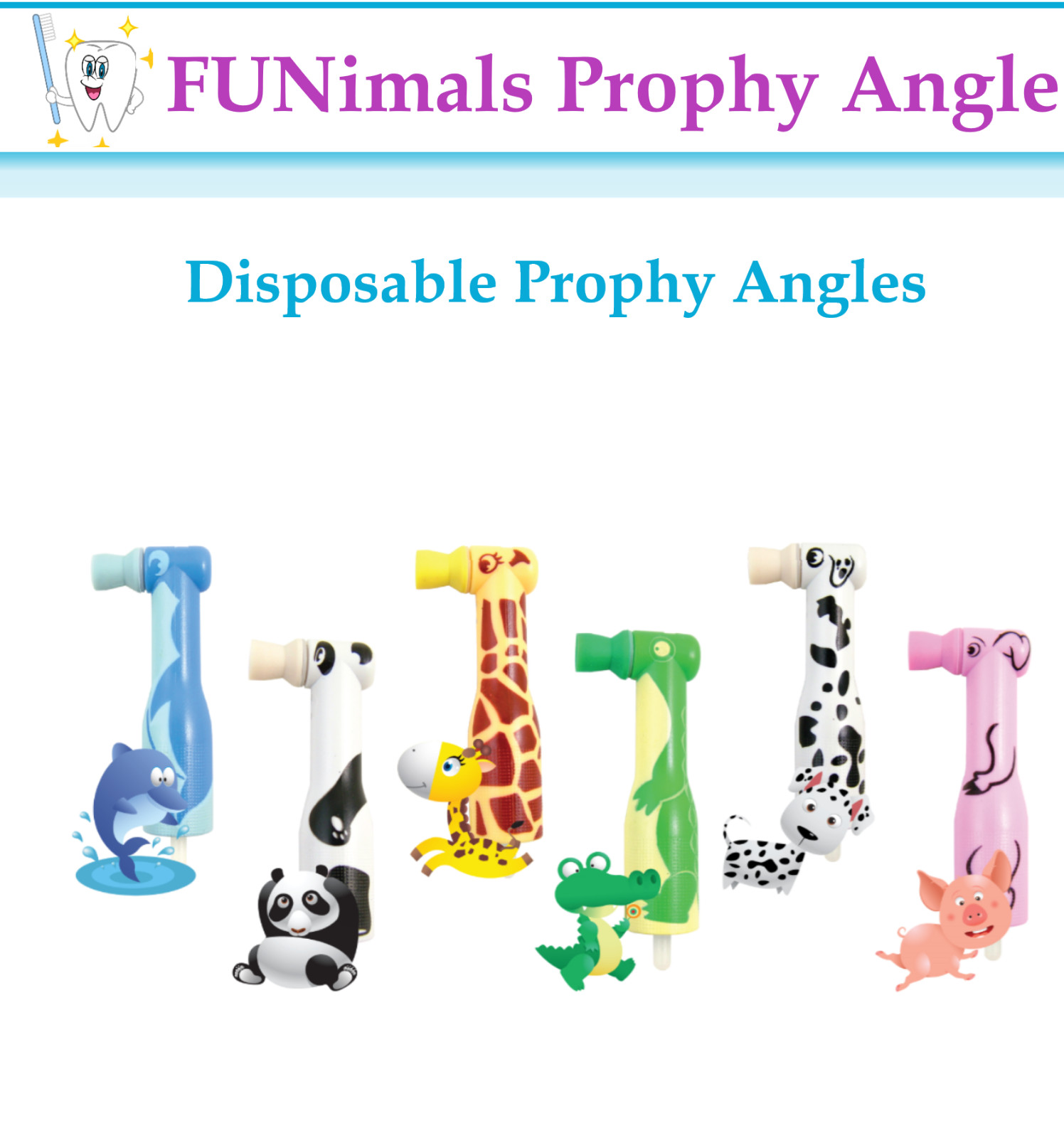 Dental Pacdent FUNimals Prophy Angles, Disposable,  Kids Prophy angles