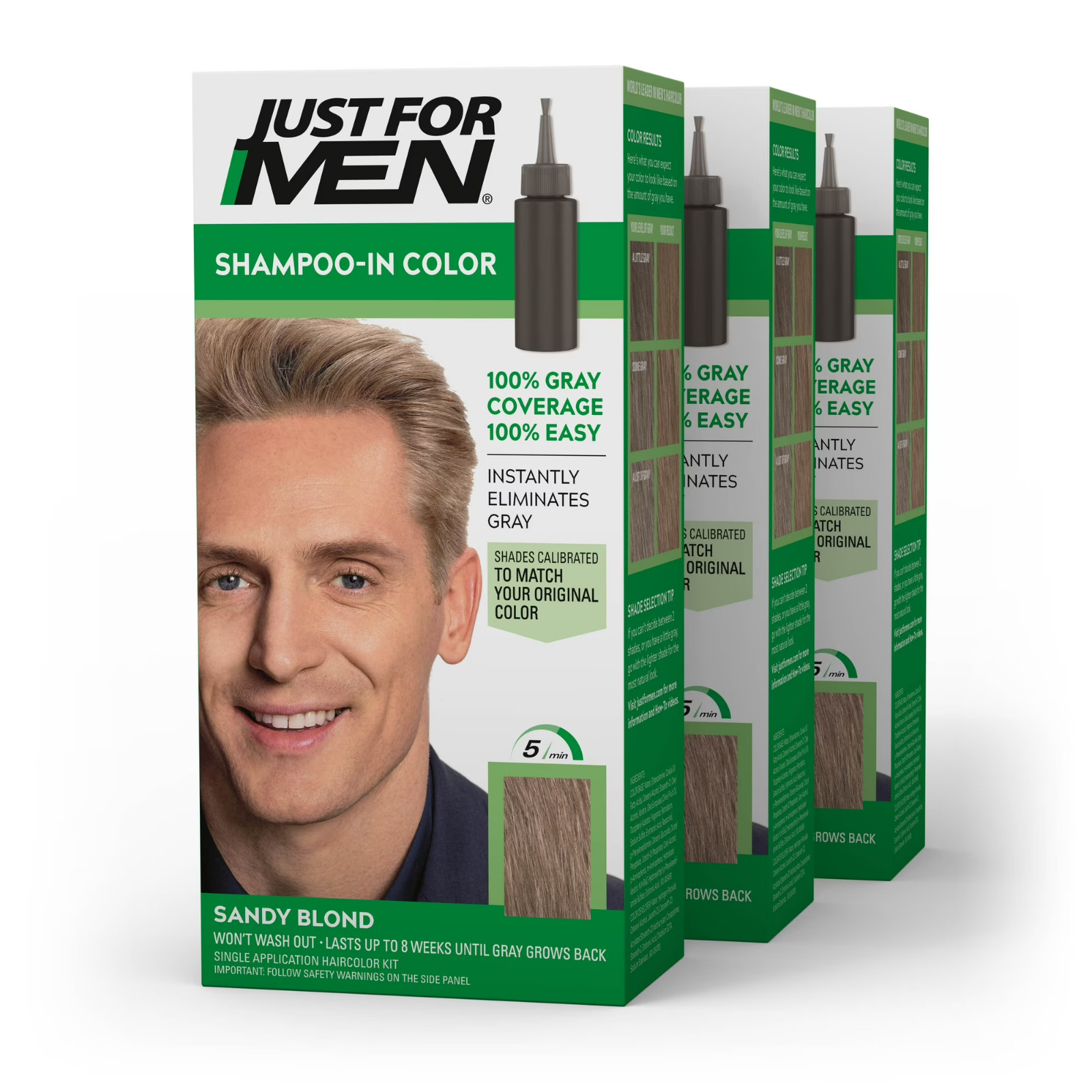 Just For Men H-10 Sandy Blond - 3 Pack Shampoo-in Hair Dye, Men’s Quick Color Just For Men H-10 Sandy Blond - 3 Pack Shampoo-in Hair Dye, Men’s Quick Color