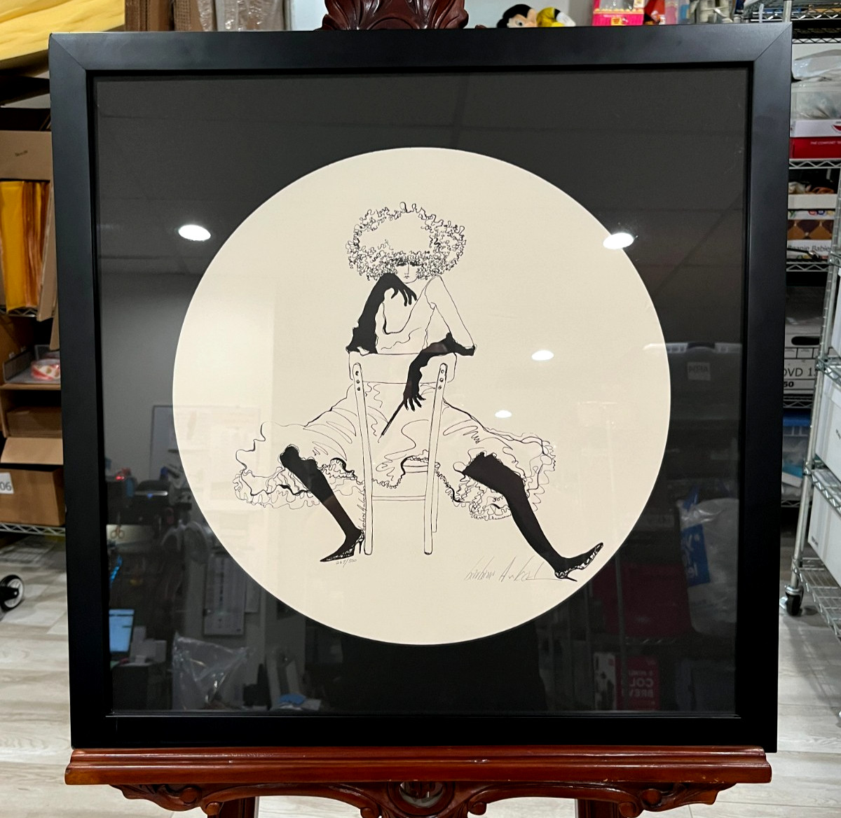 VTG Barbara A Wood Burlesque Lady Signed Numbered Art Print 24x24 500 OVER