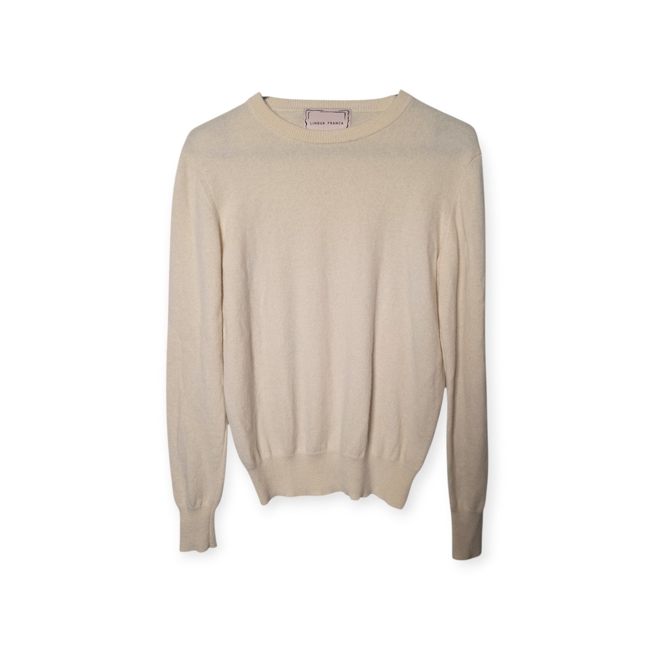 Women\'s 100% cashmere Lingua Franca cream sweater, size small Women\'s 100% cashmere Lingua Franca cream sweater, size small