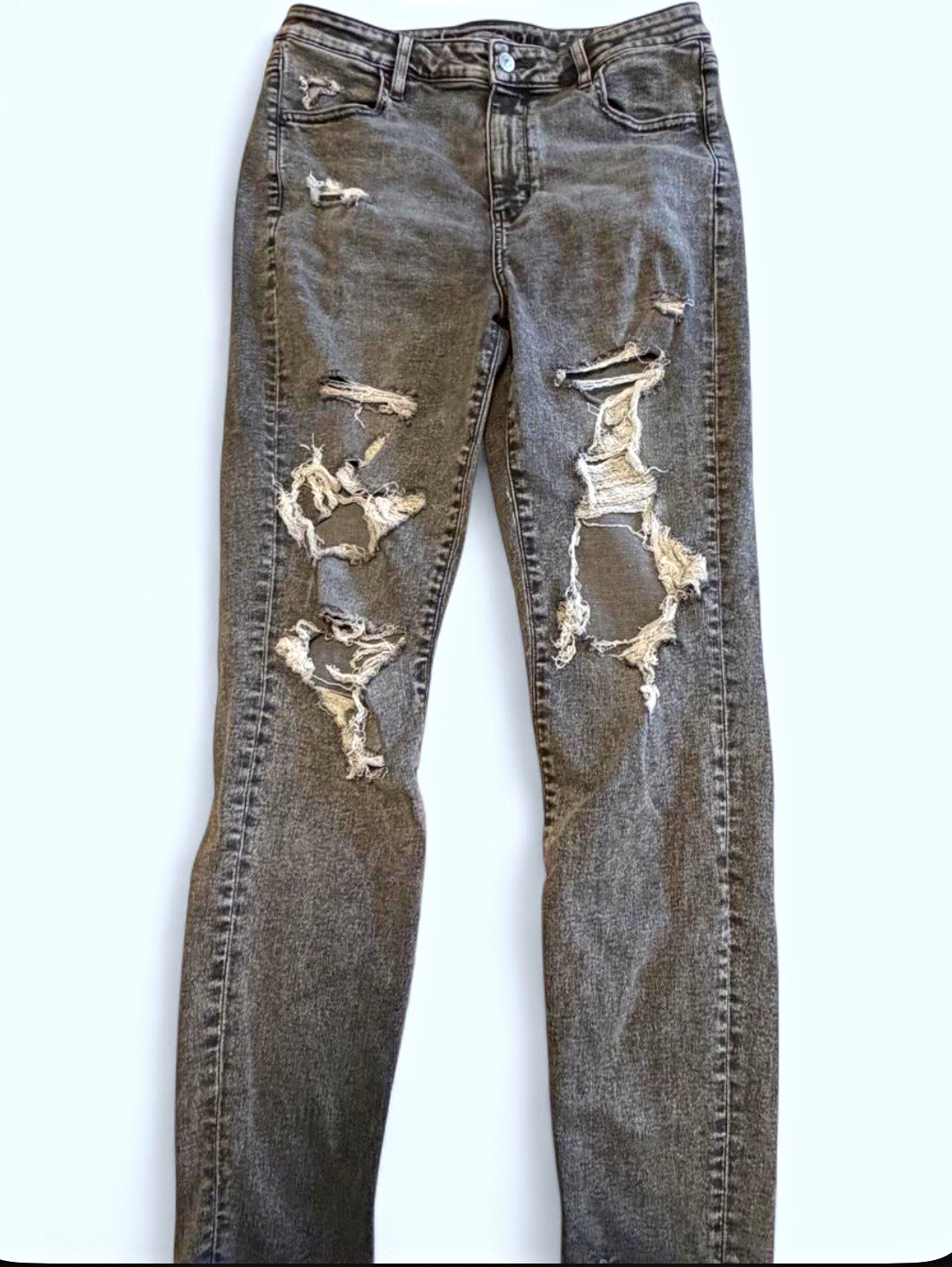 American Eagle Outfitters Women’s Skinny Jeans Gray Distressed Stretch American Eagle Outfitters Women’s Skinny Jeans Gray Distressed Stretch