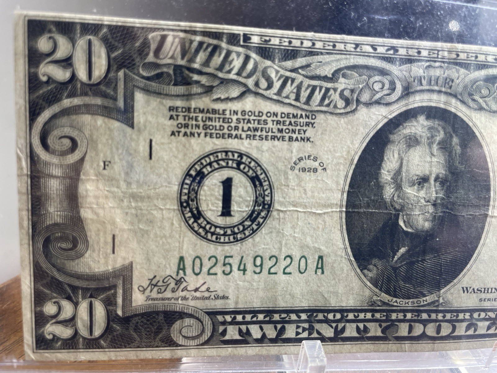 1928 $20 Dollar Bill ((VERY FINE)) ((BOSTON)) ((CIRCULATED)) 1928 $20 Dollar Bill ((VERY FINE)) ((BOSTON)) ((CIRCULATED))