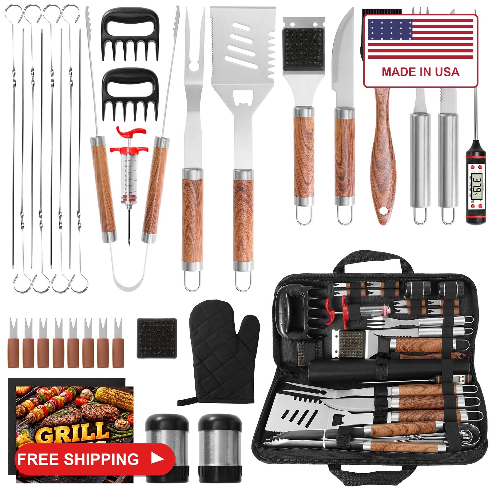 Kaluns 35PC BBQ Grill Tools Set - Heavy Duty Stainless Steel Grill Accessories K Kaluns 35PC BBQ Grill Tools Set - Heavy Duty Stainless Steel Grill Accessories K