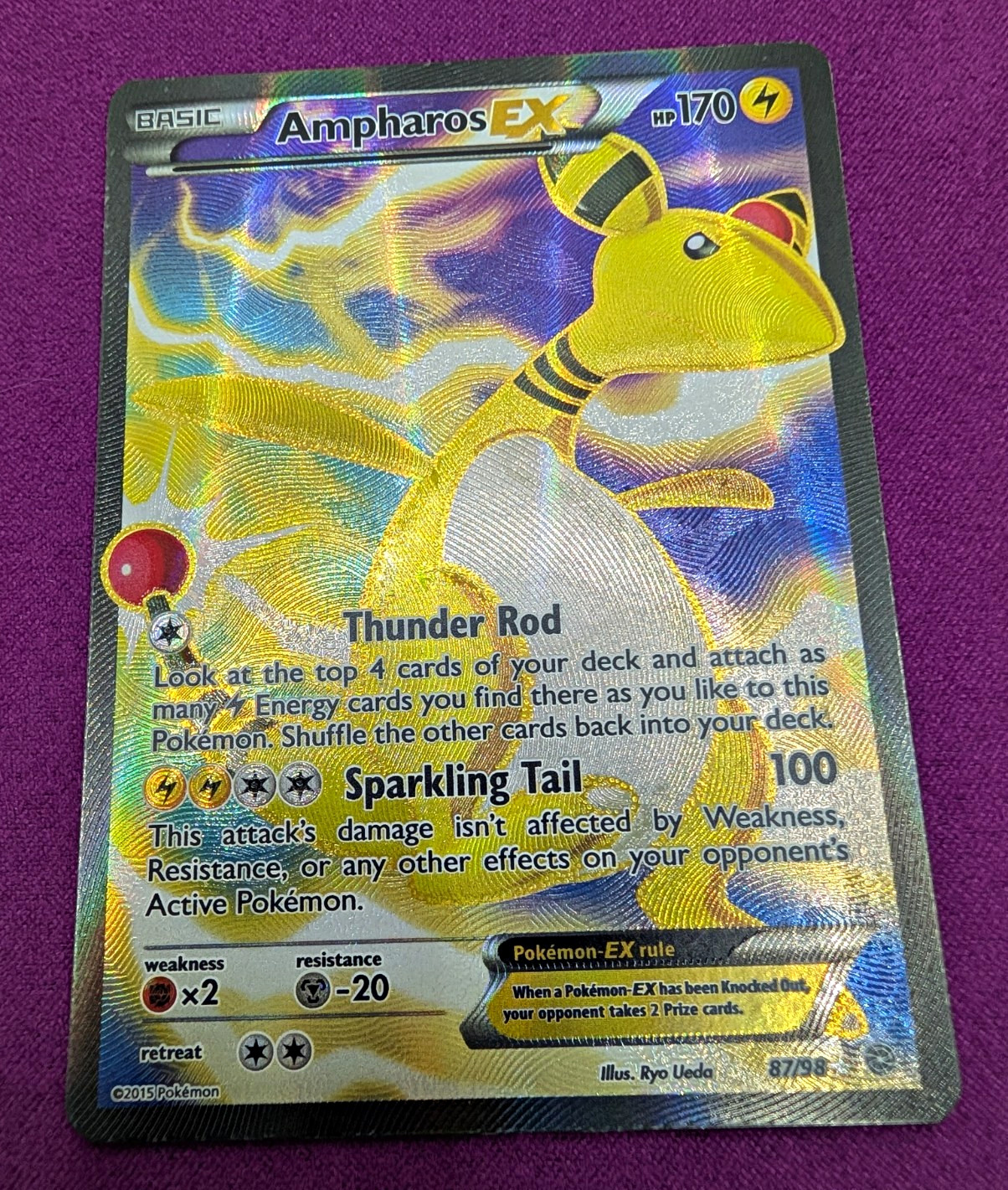 Ampharos EX 87/98 XY Ancient Origins Full Art Holo Ultra Rare English 2015