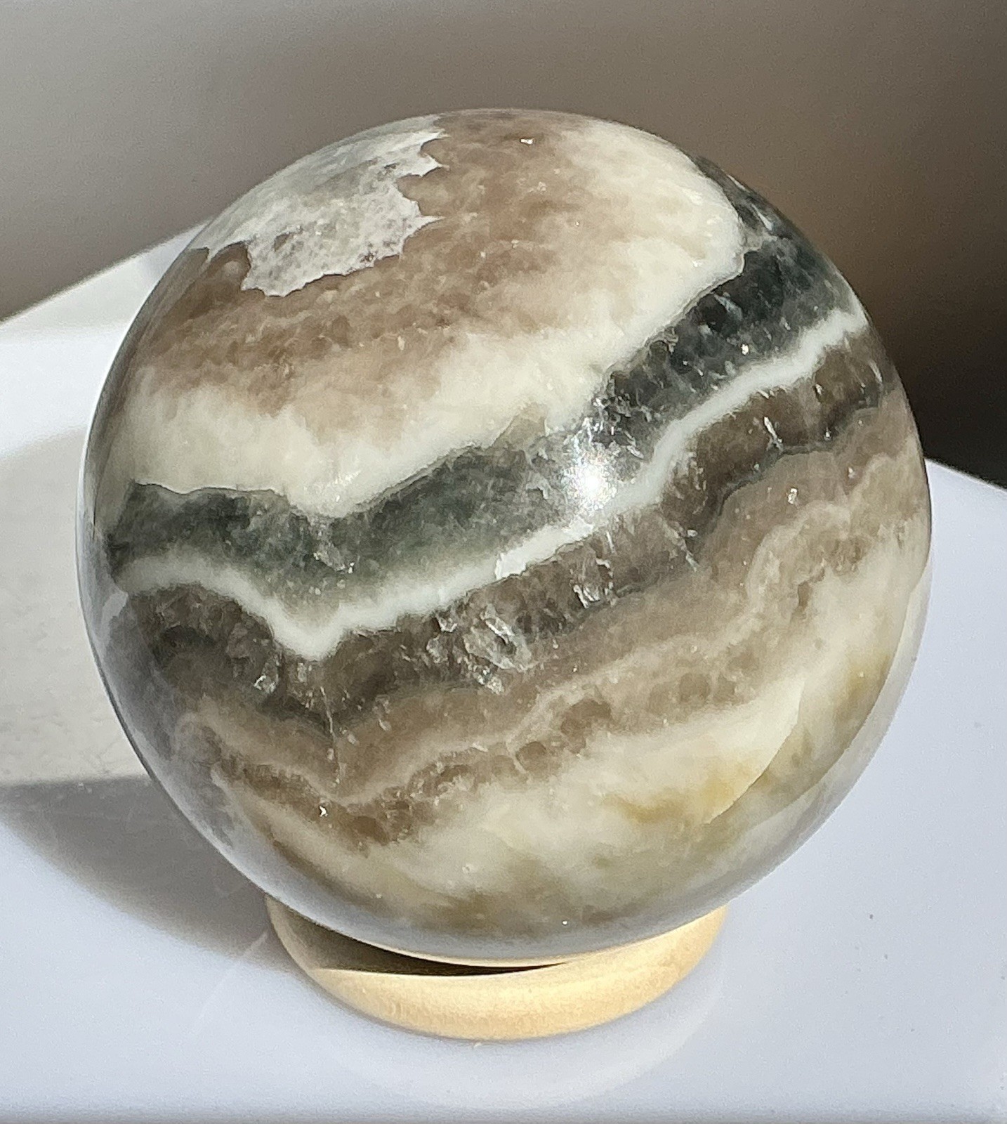 442g Rare Natural Fluorite agate Quartz Sphere Crystal Ball Specimen Healing
