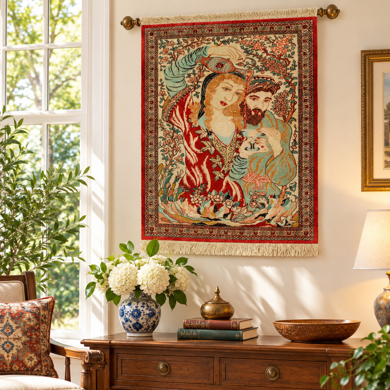 NATURAL 100% SILK RARE PRAIRER DESIGN HandWoven Oriental Rug,IN size OF2' x 2'7