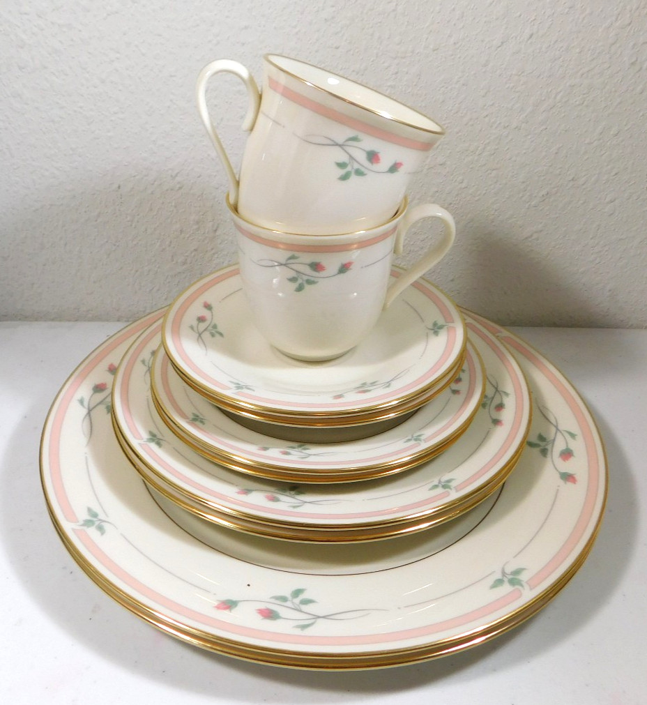 LENOX ROSE MANOR PATTERN 5 PIECE PLACE SETTING SET OF 2 (10 pcs.) MADE IN U.S.A.