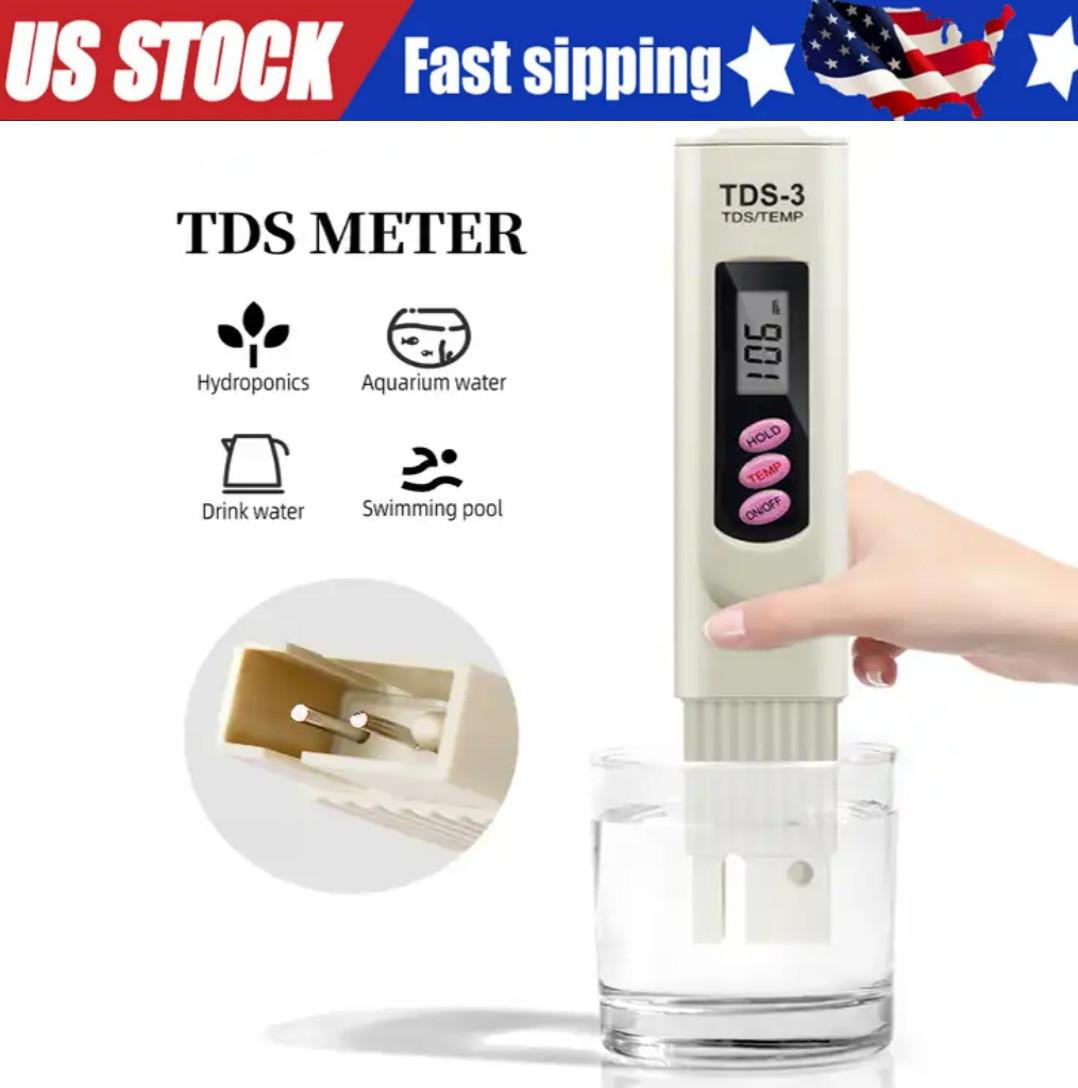 Handheld Water Quality Hardness Purity Digital LCD Meter 0-9990 PPM TDS TDS-3