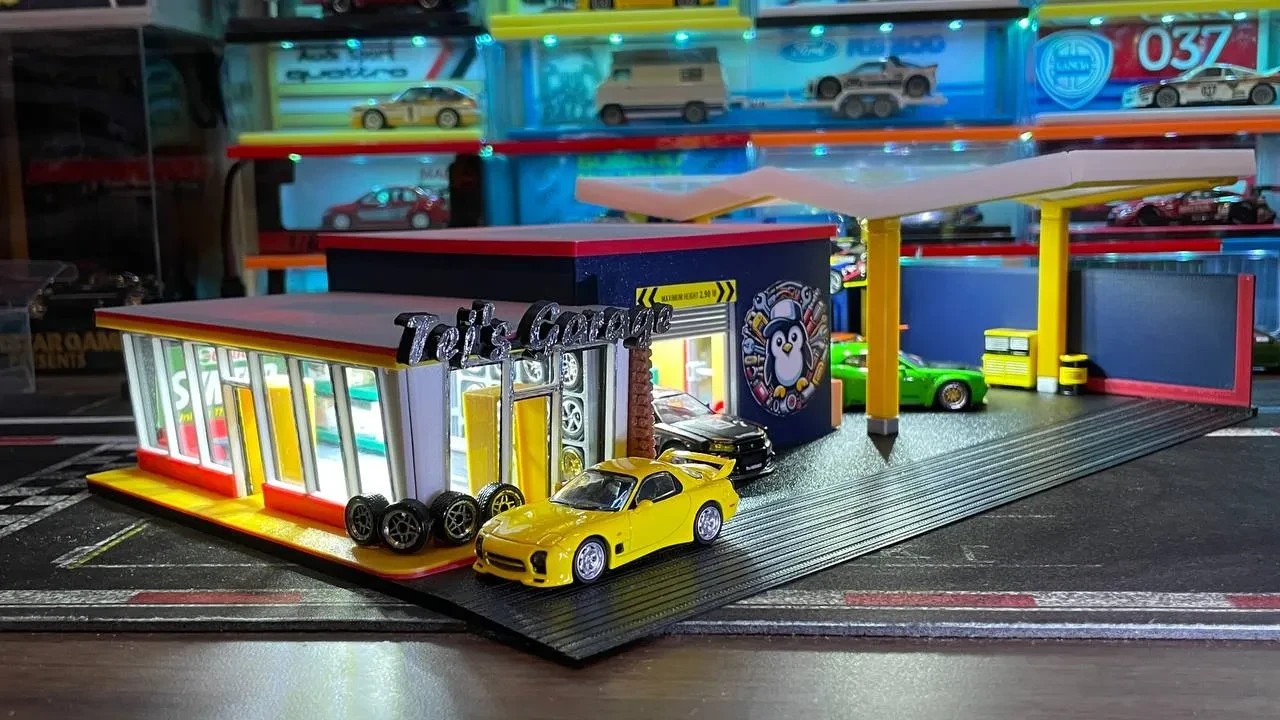 1:64 Tej’s Garage Diorama – Hot Wheels Diecast Compatible Display DIY KIT 1:64 Tej’s Garage Diorama – Hot Wheels Diecast Compatible Display DIY KIT