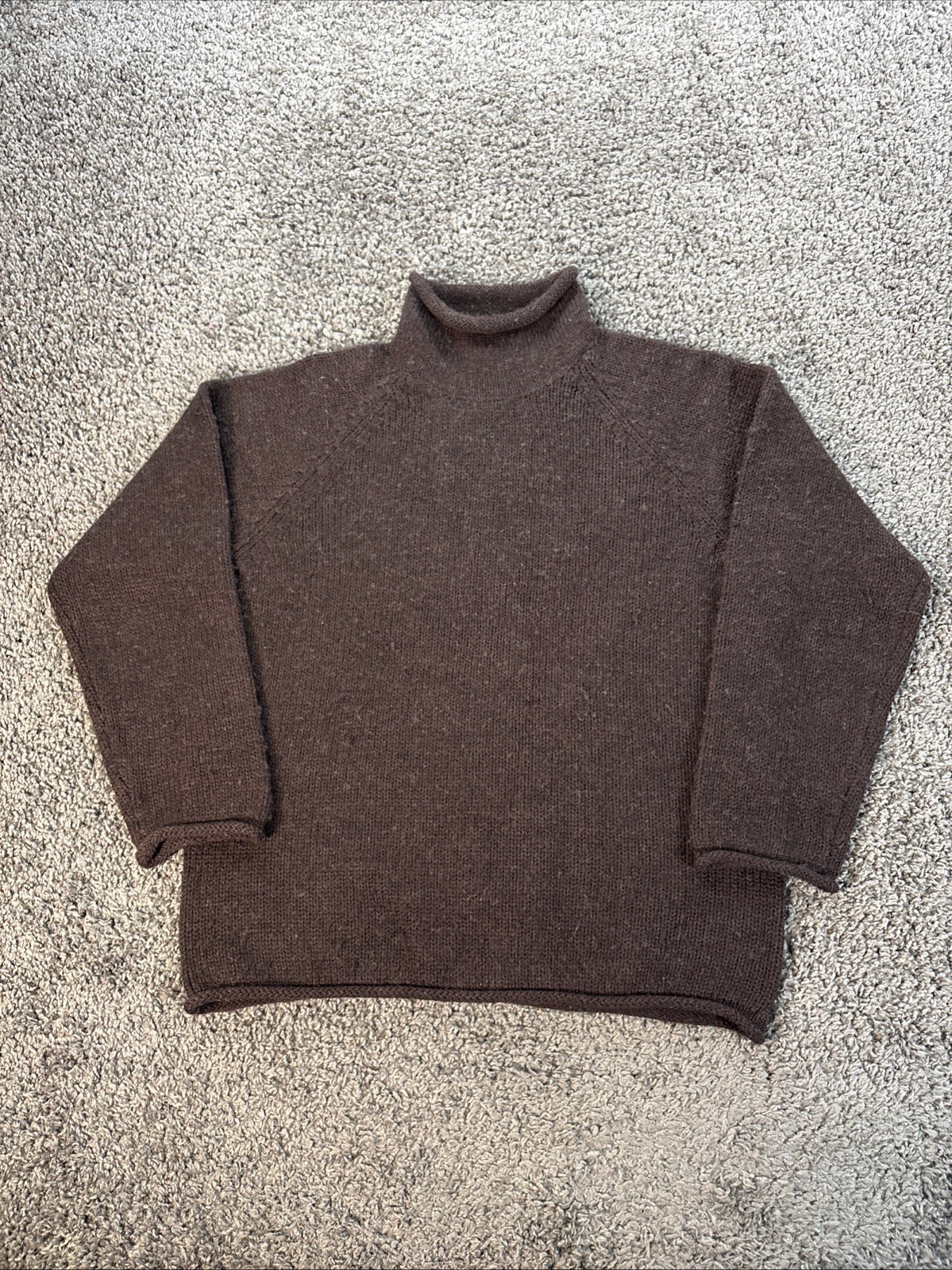Vtg J. Crew Roll Neck Sweater Mens Medium Pullover Sweater Chunky Wool Brown Vtg J. Crew Roll Neck Sweater Mens Medium Pullover Sweater Chunky Wool Brown
