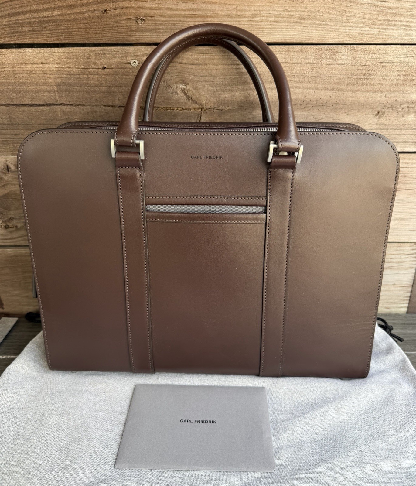 Carl Friedrik Palissy Double Briefcase – Chocolate Smooth Leather Carl Friedrik Palissy Double Briefcase – Chocolate Smooth Leather