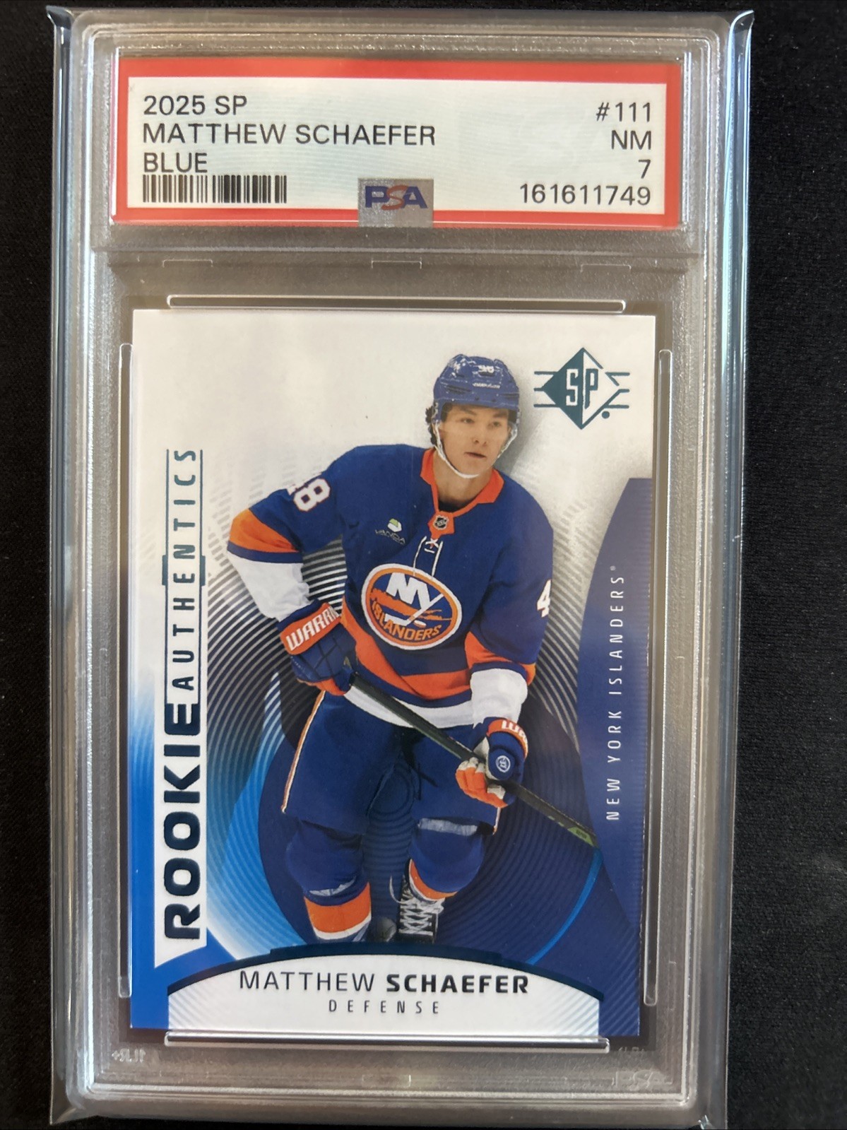 2025-26 Sp - Rookie Authentics Matthew Schaefer #111 Blue (RC) PSA 7 2025-26 Sp - Rookie Authentics Matthew Schaefer #111 Blue (RC) PSA 7