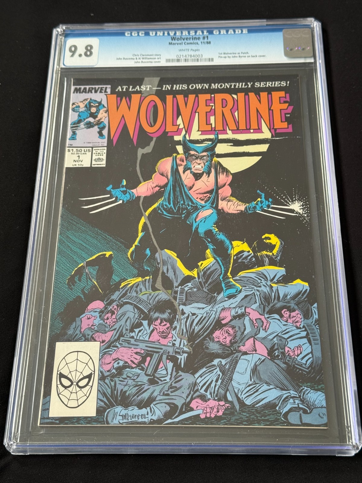 *** 1988 WOLVERINE #1 CGC 9.8, WHITE PAGES, 1st WOLVERINE AS PATCH ***