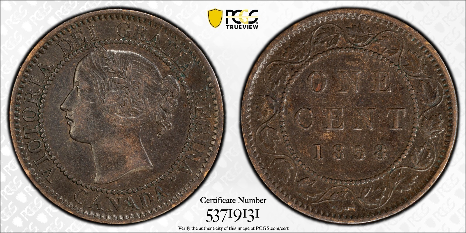 RARE 1858 Canada One Cent Broken Vine RARE 1858 Canada One Cent Broken Vine
