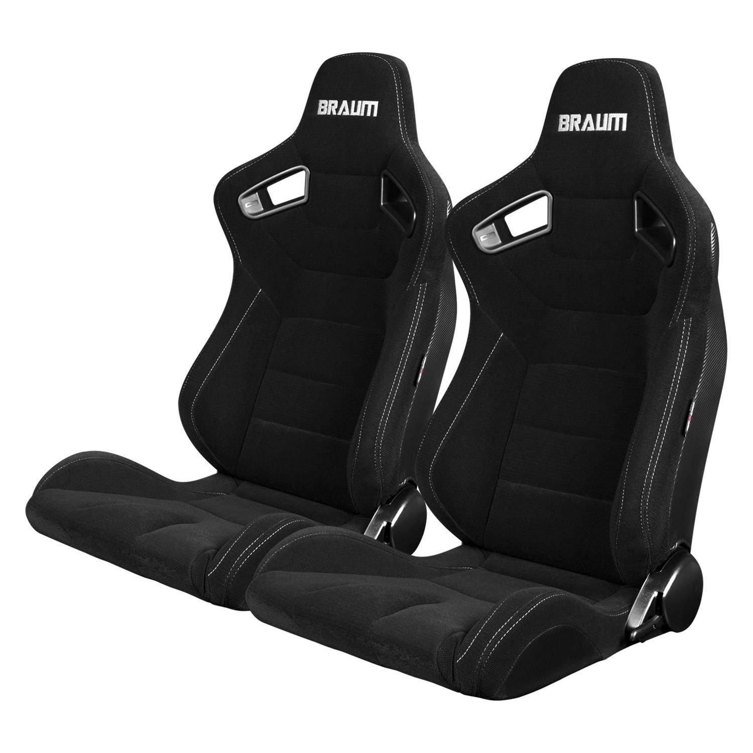 Braum BRR1-BFGS Elite Series Sport Seats, Black Fabric w Gray Stitching