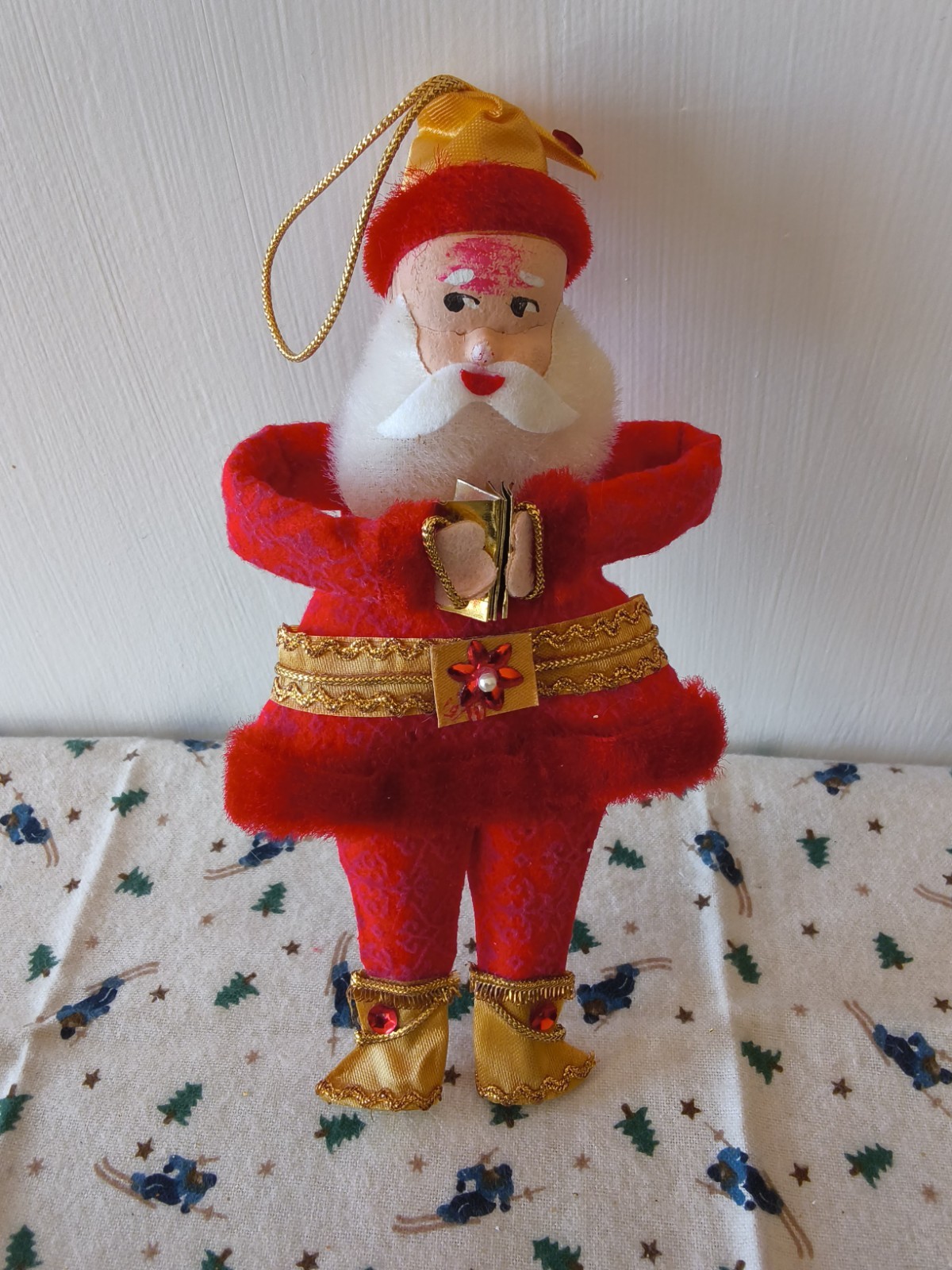Vintage 1950s MCM Paper Santa Japan Large Christmas Decor Ornament 7\ Vintage 1950s MCM Paper Santa Japan Large Christmas Decor Ornament 7\