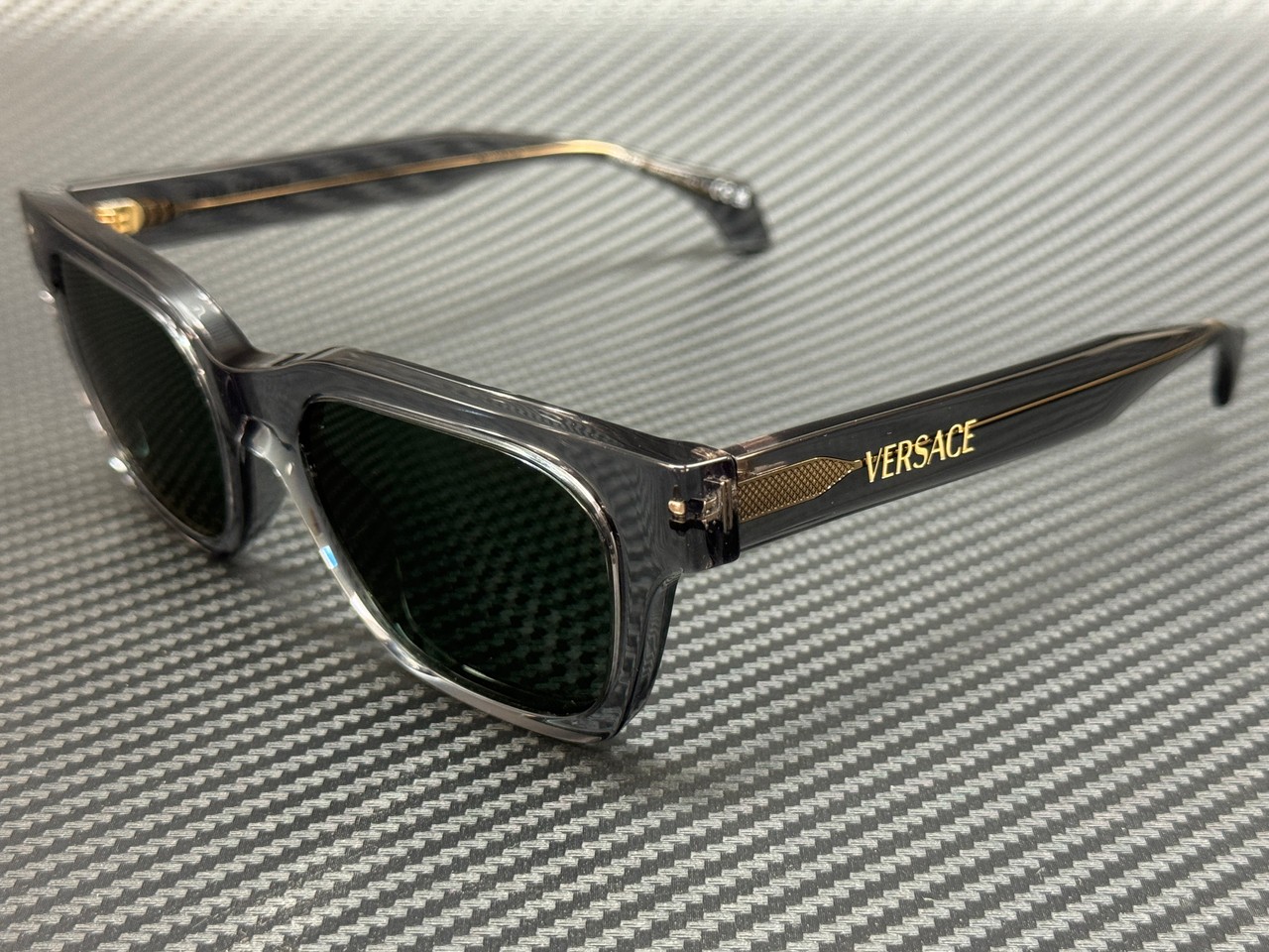 VERSACE VE4486 551071 Transparent Grey Green Men\'s 52 mm Sunglasses