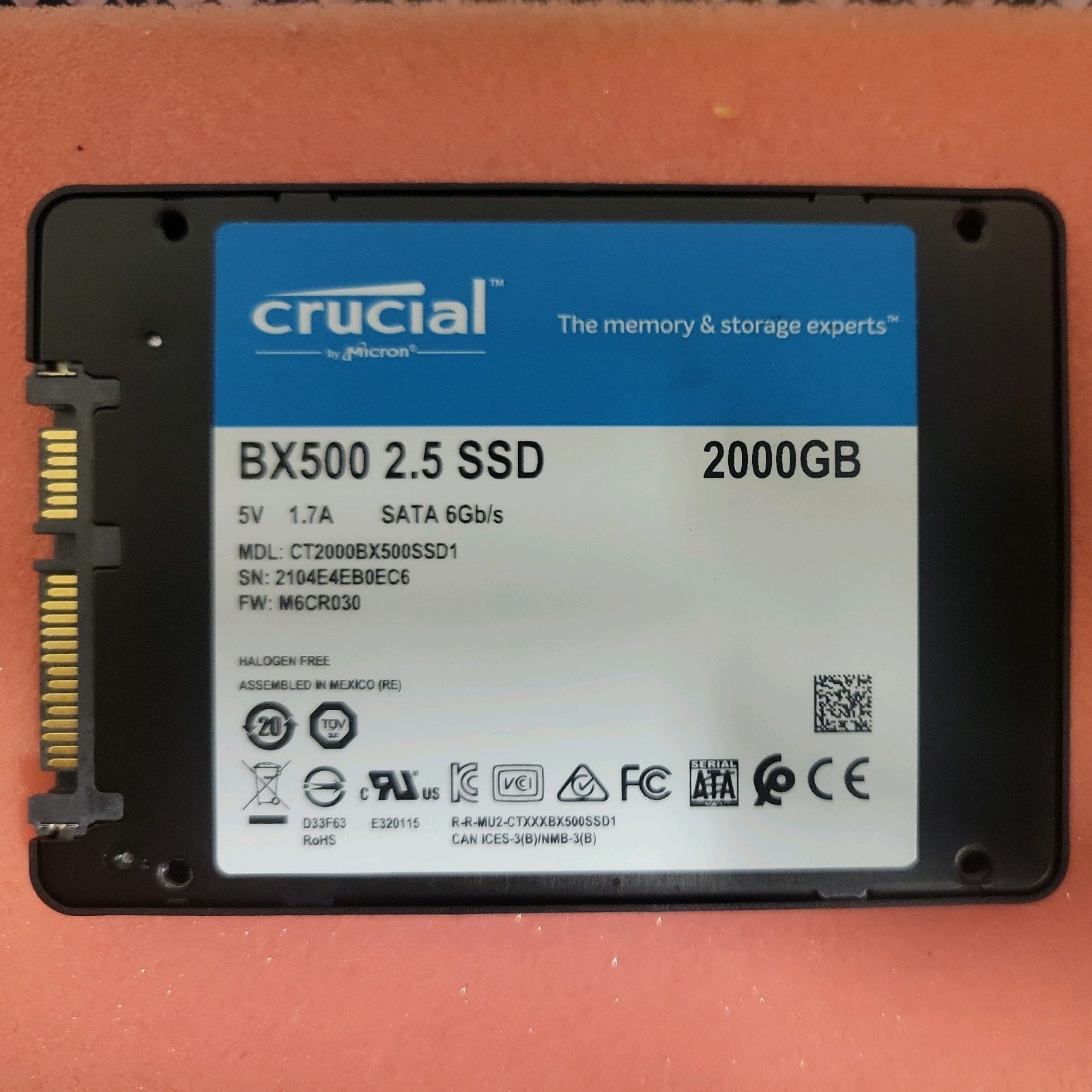 Crucial BX500 2TB CT2000BX500SSD1 2.5 Crucial BX500 2TB CT2000BX500SSD1 2.5