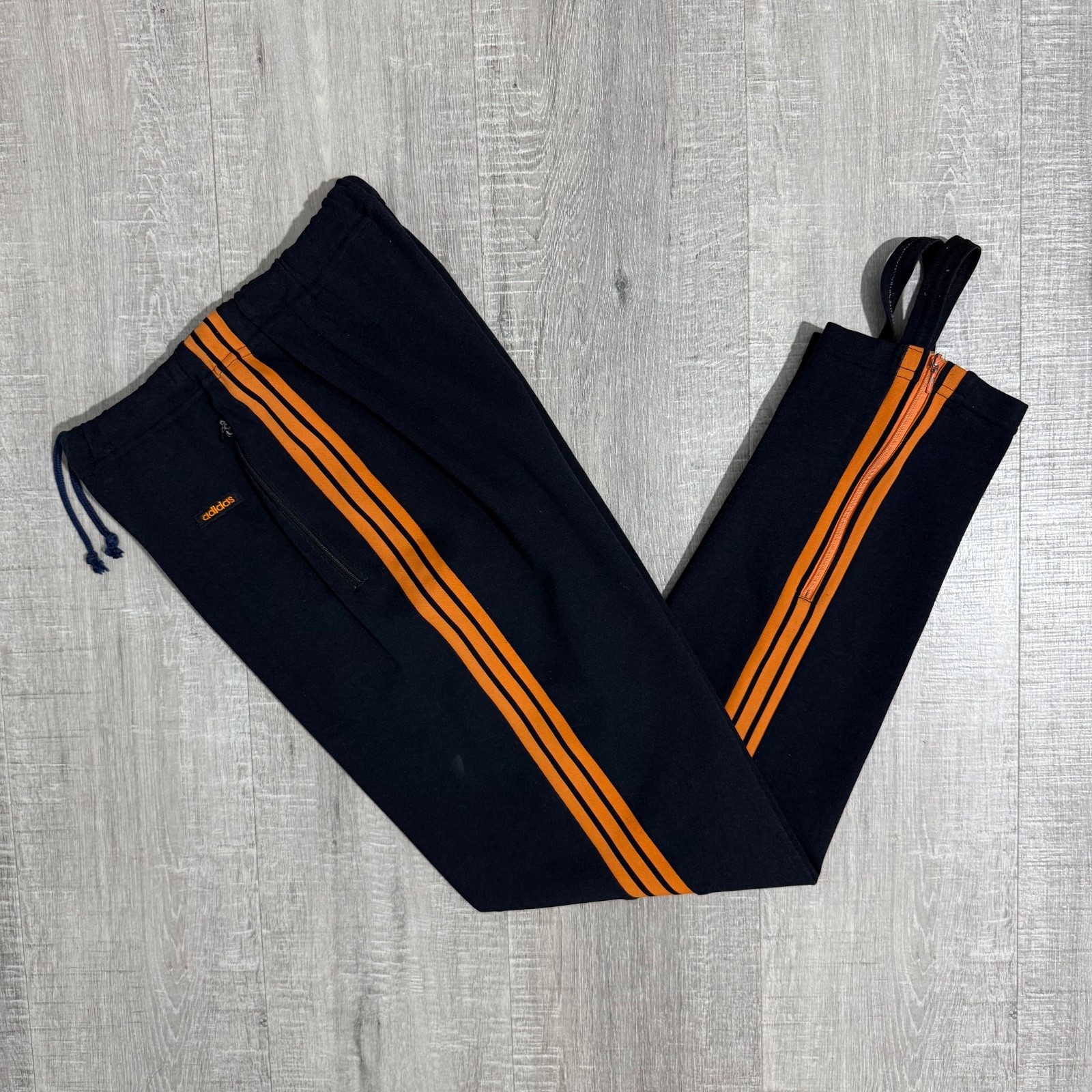 Vintage adidas w.germany by descente trackpants black orange