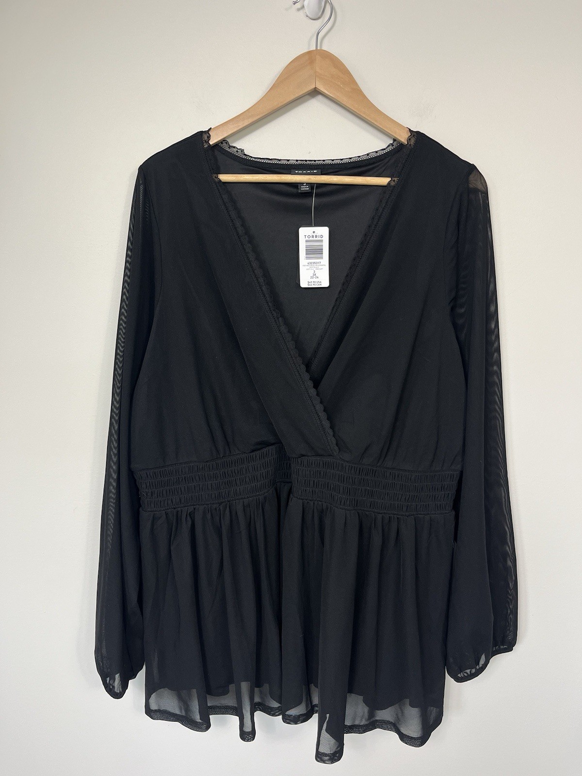 Torrid Womens Y2K Babydoll Top 3X Black Fairy Grunge Witchy Sheer Sleeves Torrid Womens Y2K Babydoll Top 3X Black Fairy Grunge Witchy Sheer Sleeves