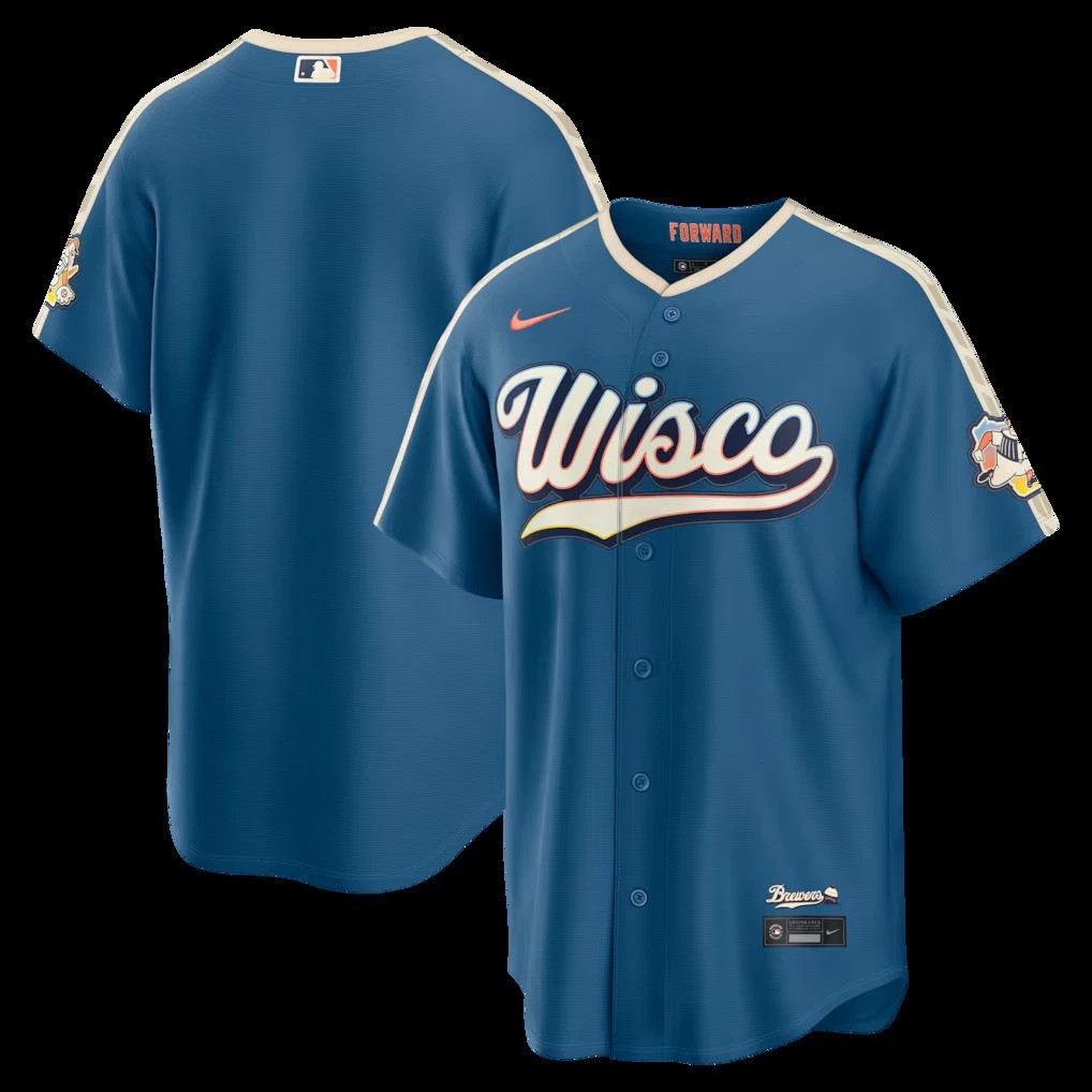 HOT Men's Milwaukee Brewers Blue Home Replica Jersey Limited All Size Fan Gift