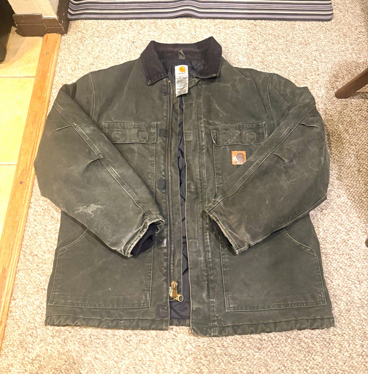 Vintage Carhartt Men\'s Work Jacket Full Zip Lined Green L Vintage Carhartt Men\'s Work Jacket Full Zip Lined Green L