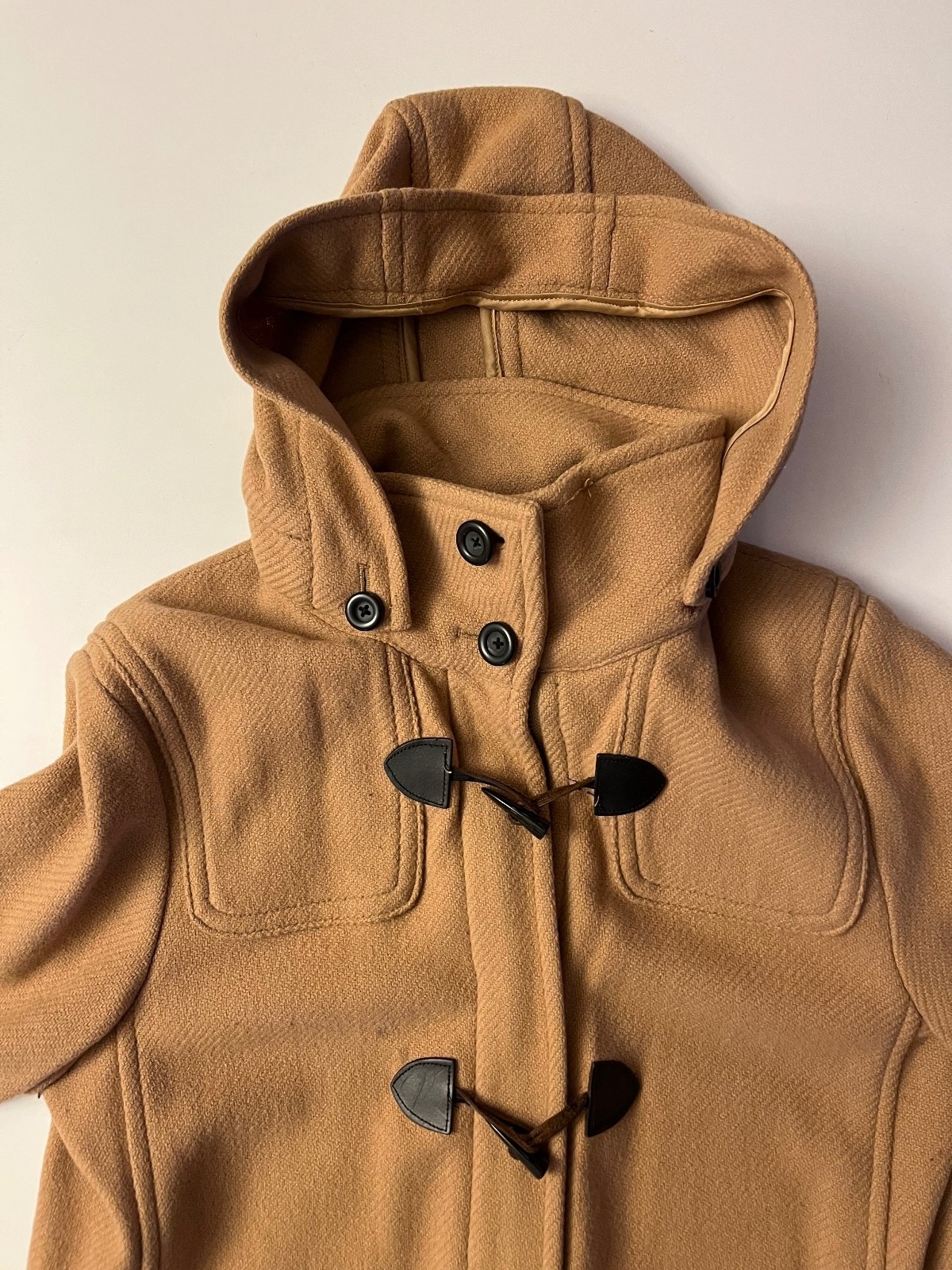 Vintage 80s Eddie Bauer Camel Wool Hooded Toggle Coat Tall Large Vintage 80s Eddie Bauer Camel Wool Hooded Toggle Coat Tall Large