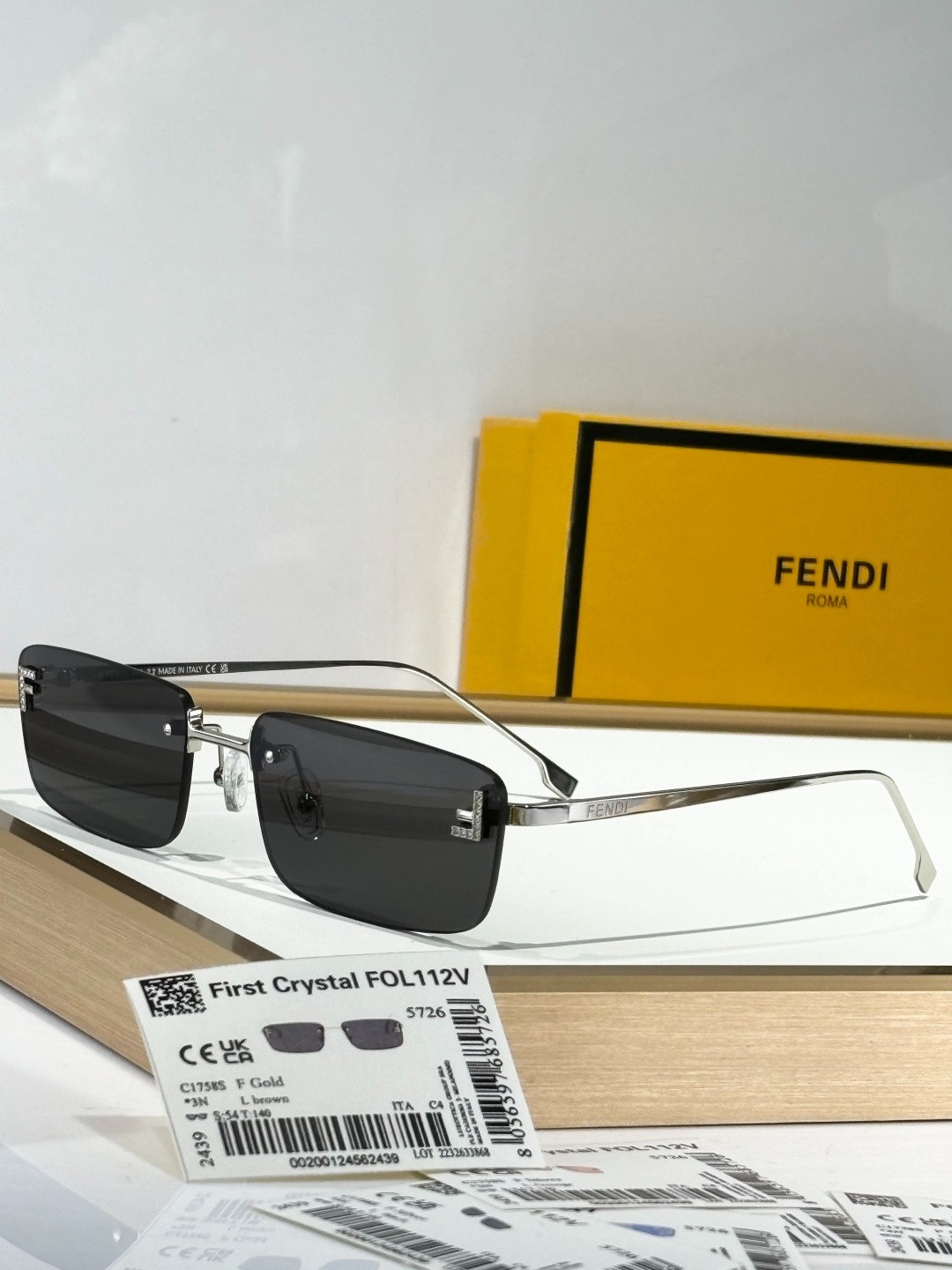 FENDI FE4172US Silver Rimless Rectangle Sunglasses Black Lenses 58-18-140 FENDI FE4172US Silver Rimless Rectangle Sunglasses Black Lenses 58-18-140