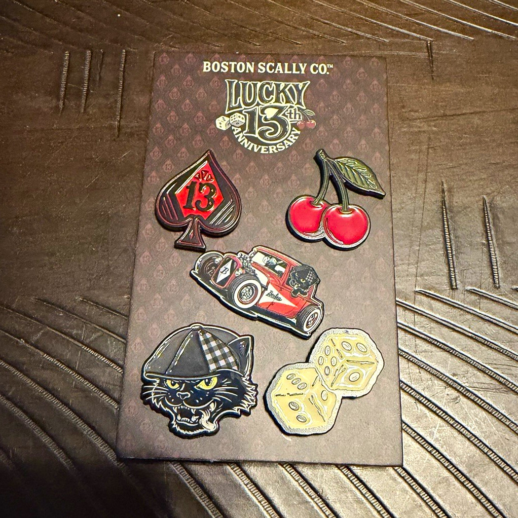 Boston Scally Co. Lucky 13 13th Anniversary Pin Set ** SOLD OUT** Boston Scally Co. Lucky 13 13th Anniversary Pin Set ** SOLD OUT**