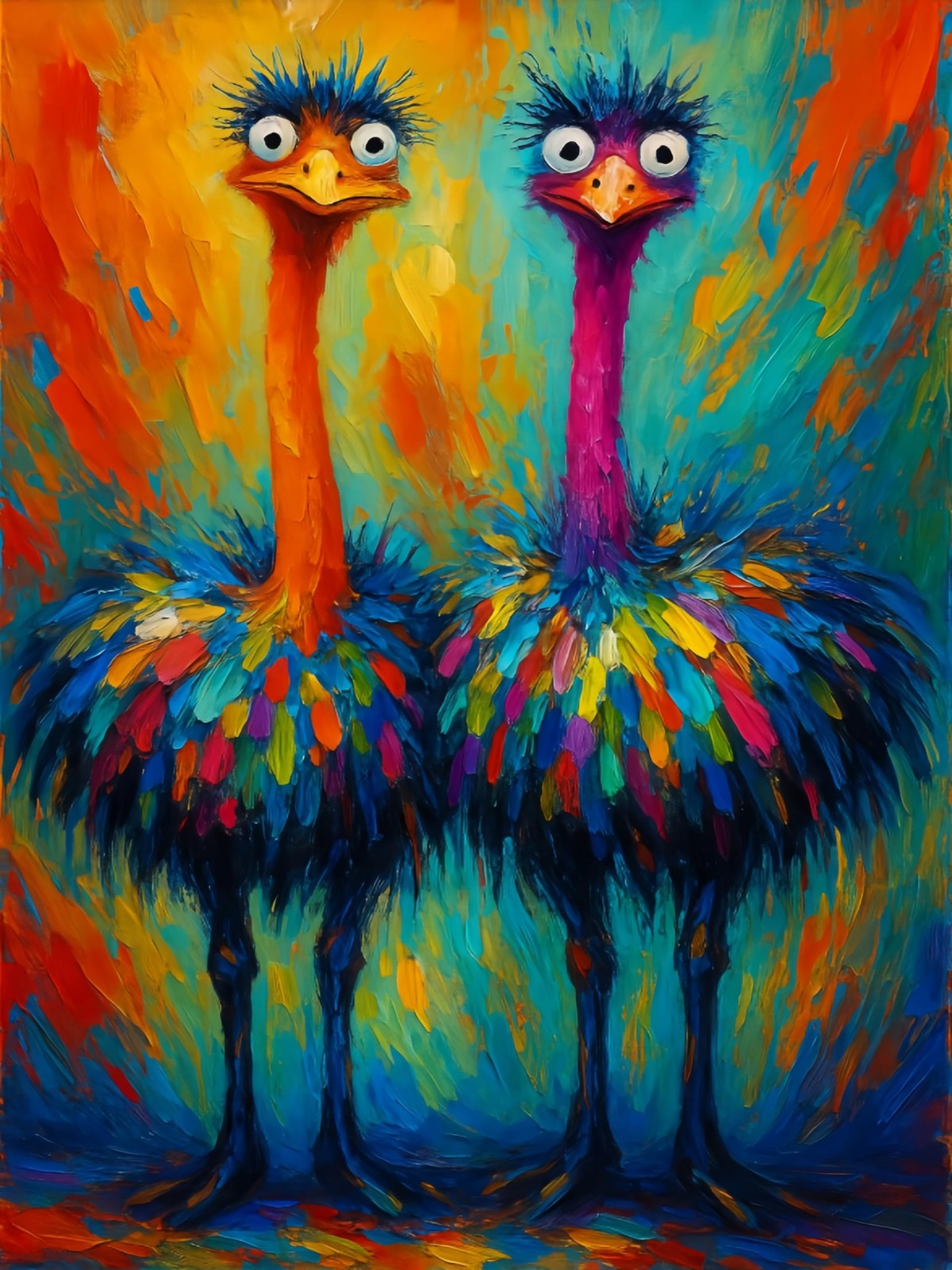 Paint by Numbers for Adults,Two Colorful Ostrich Adult Paint by Number Kits Paint by Numbers for Adults,Two Colorful Ostrich Adult Paint by Number Kits