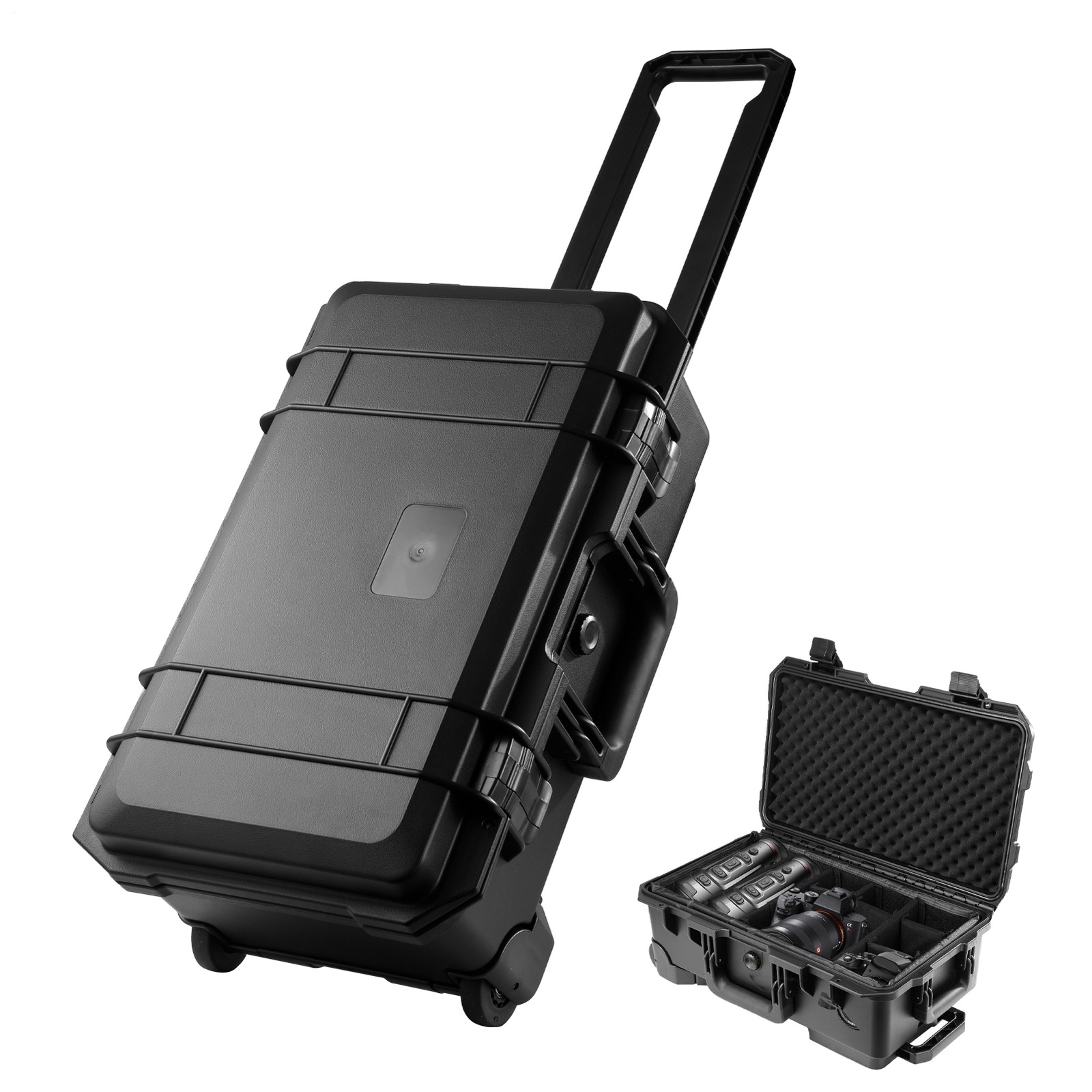 Waterproof Rolling Protective Case,Hard Compact Camera Case With Handle & Wheels