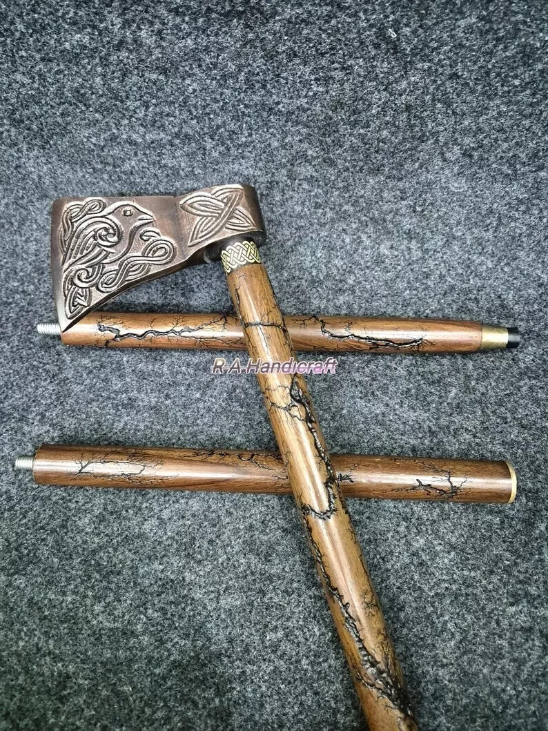 Antique Edwardian Men\'s Choice Axe Style Wooden Vintage Walking Stick Cane Gift Antique Edwardian Men\'s Choice Axe Style Wooden Vintage Walking Stick Cane Gift