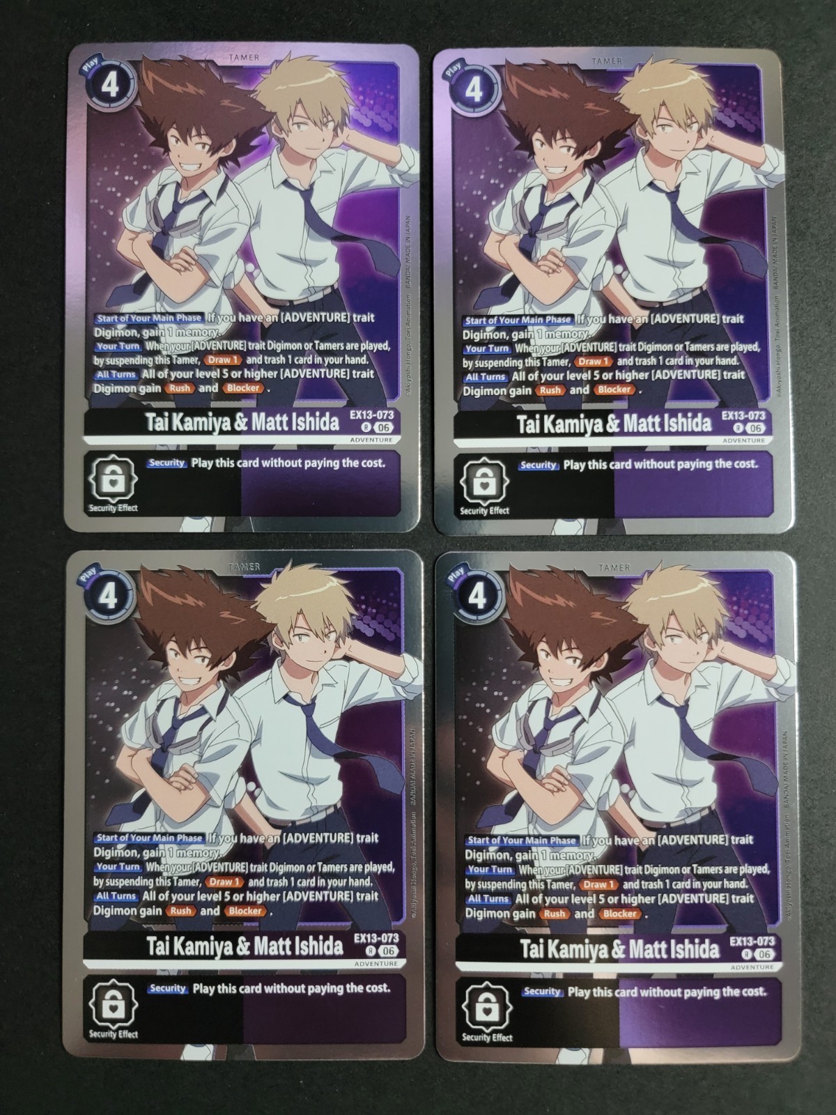 Tai Kamiya & Matt Ishida (x4) EX13-073 Rare Digimon Chivalrous XIII