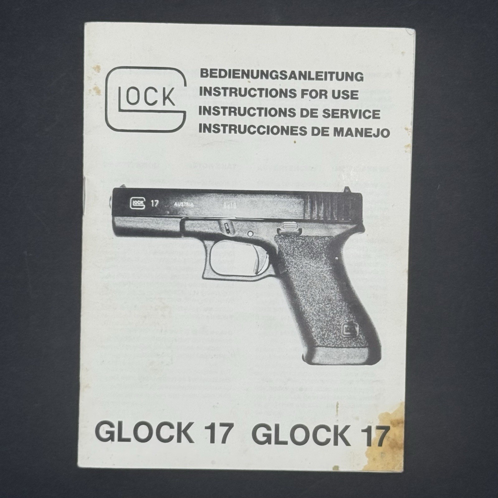 Glock Factory Original Owners Manual For Pre-US Import 17 Austrian Army P80