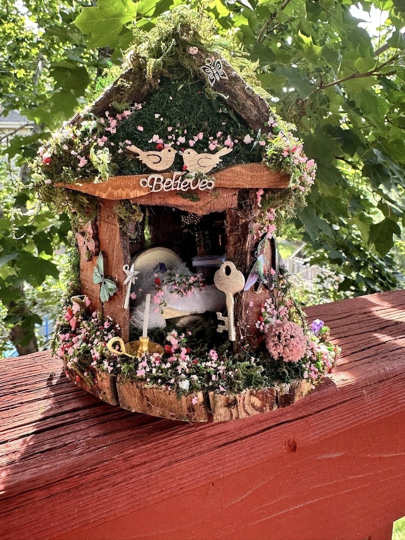 Adorable Small Fairy Garden House Single Fairy House Fully Decorated Fairy House
