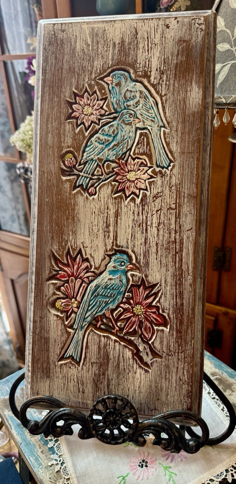 Rustic Vtg Solid Wood Bird Floral Wall Plaque 16.5 Carved Relief Folk Art Decor Rustic Vtg Solid Wood Bird Floral Wall Plaque 16.5 Carved Relief Folk Art Decor