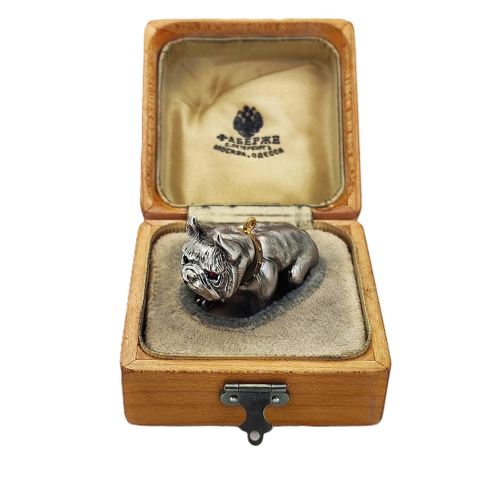 Vintage Imperial Faberge Era Silver Bulldog Figurine