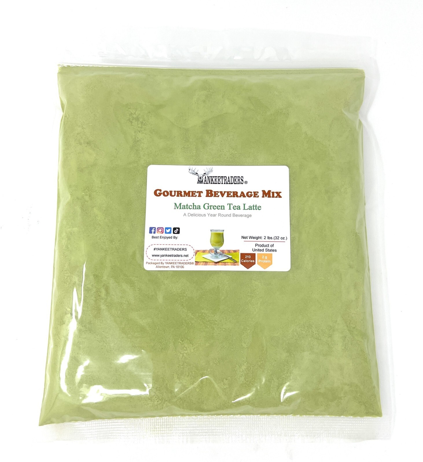 Matcha Green Tea Latte Mix, 2 lbs. ~ YANKEETRADERS® Brand ~ 