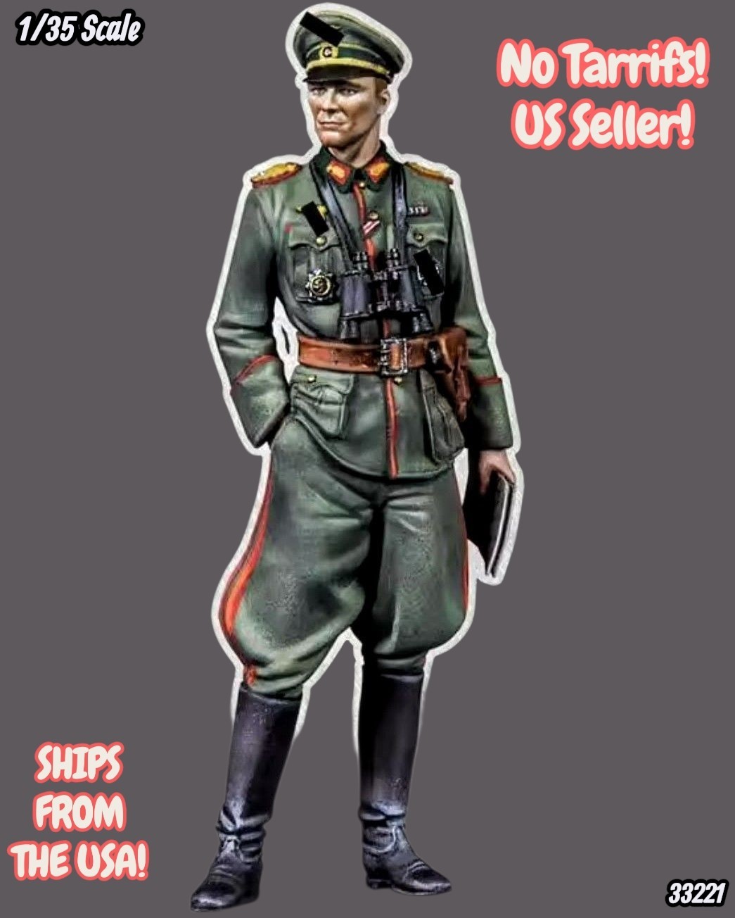 REDUCED 1/35 Resin Figure WW2 German Officer Holding Map Case Model Kit 33221
