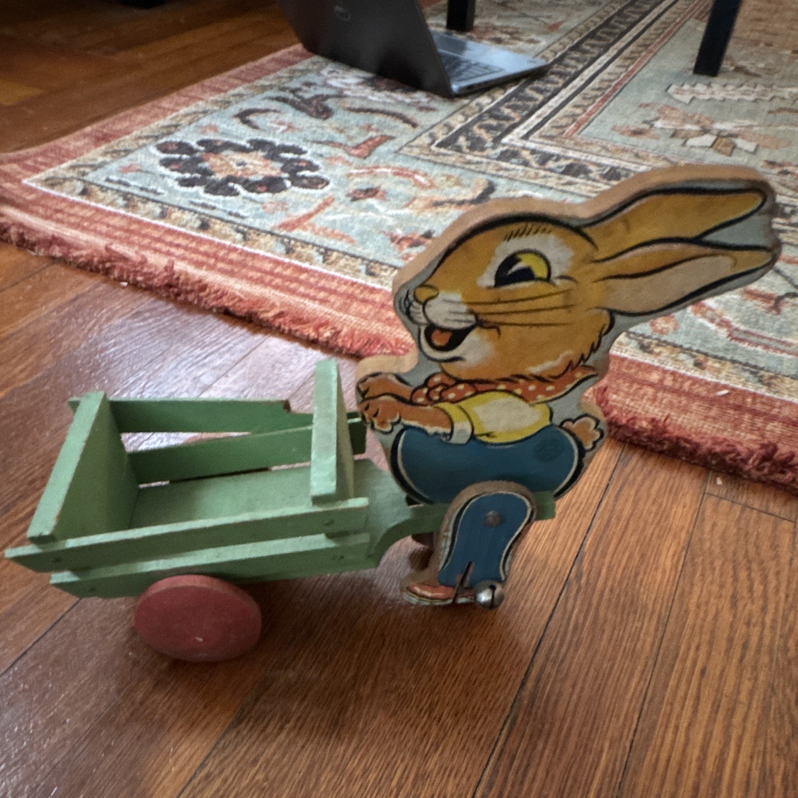 Vintage 1930's N.N. Hill Brass Co. East Hampton CT Wooden Rabbit Pull Toy Cart Vintage 1930's N.N. Hill Brass Co. East Hampton CT Wooden Rabbit Pull Toy Cart