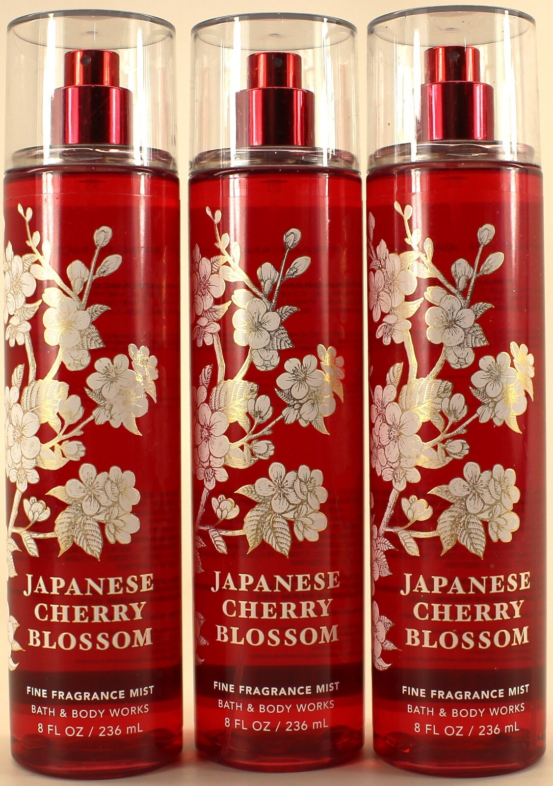 QTY 3 - Bath & Body Works JAPANESE CHERRY BLOSSOM Fine Fragrance Body Mist Spray