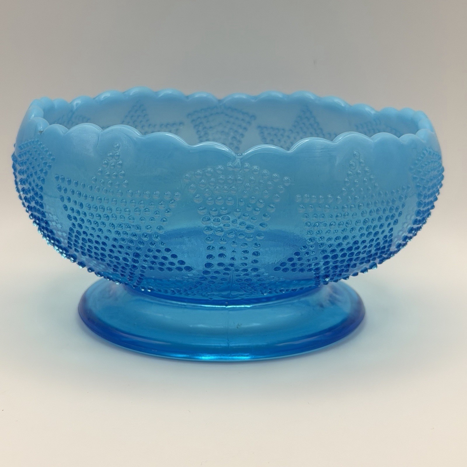 Antique Fenton Beaded Stars & Swag Blue Opalescent Bowl Rare 1908 Excellent Antique Fenton Beaded Stars & Swag Blue Opalescent Bowl Rare 1908 Excellent