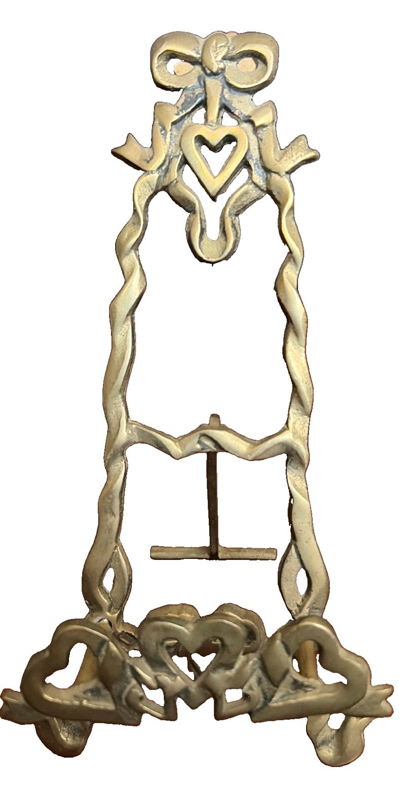 Vintage Lenwile Ardalt Art Ware Brass Hearts And Bows Display Easel Vintage Lenwile Ardalt Art Ware Brass Hearts And Bows Display Easel