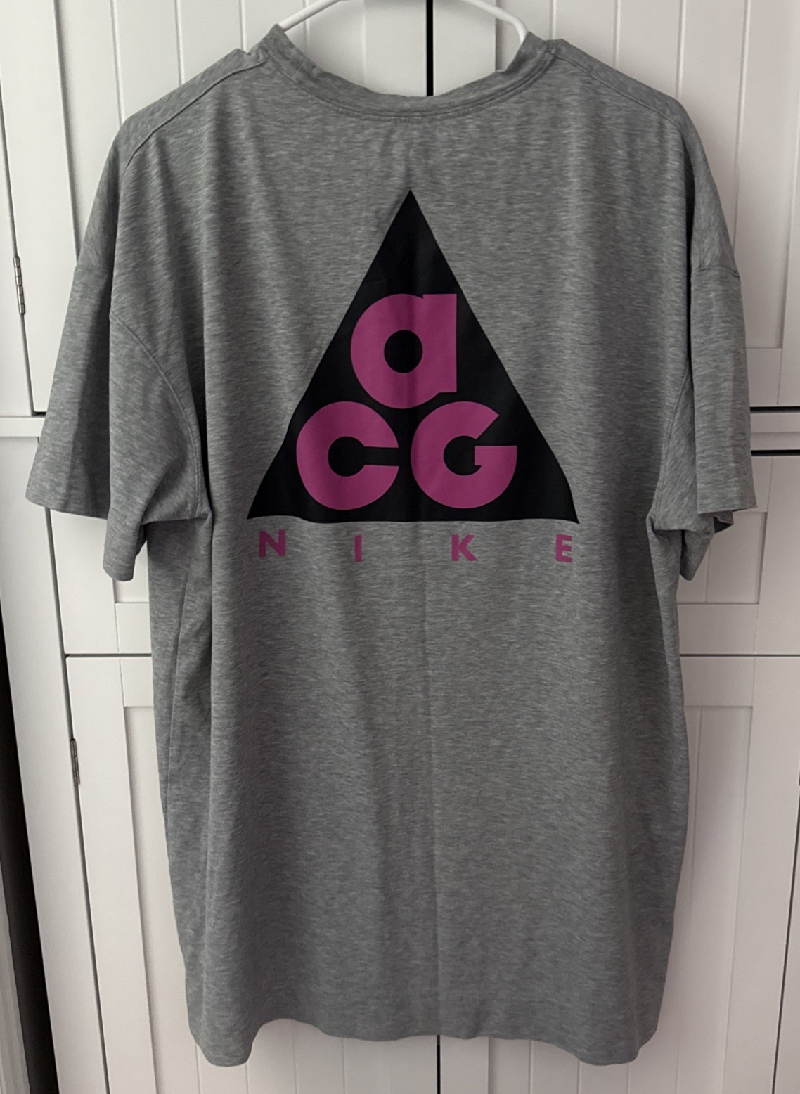 RARE NIKE ACG LOGO T SHIRT BLACK/PINK/ GRAY LARGE OUTDOOR  B#25