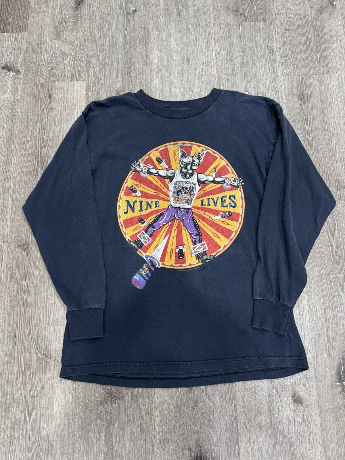 Vintage 1997 Aerosmith Nine Lives Navy Long Sleeve Size L