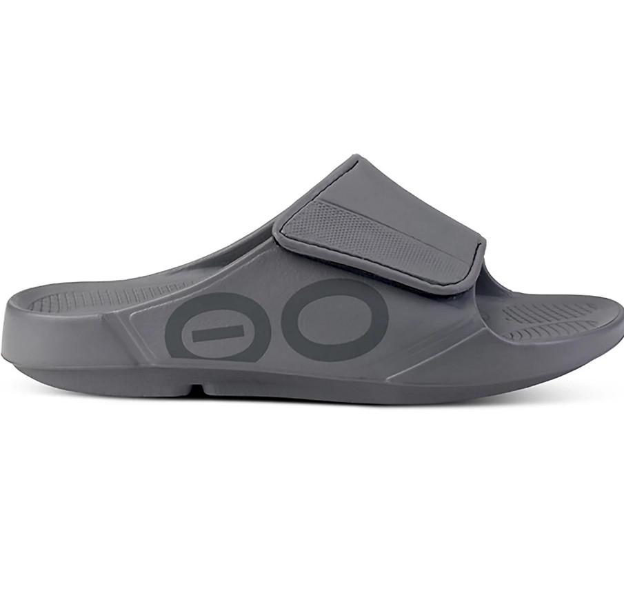 OOFOS Adults\' OOahh Flex Recovery Sport Slides, Dark Grey01 OOFOS Adults\' OOahh Flex Recovery Sport Slides, Dark Grey01