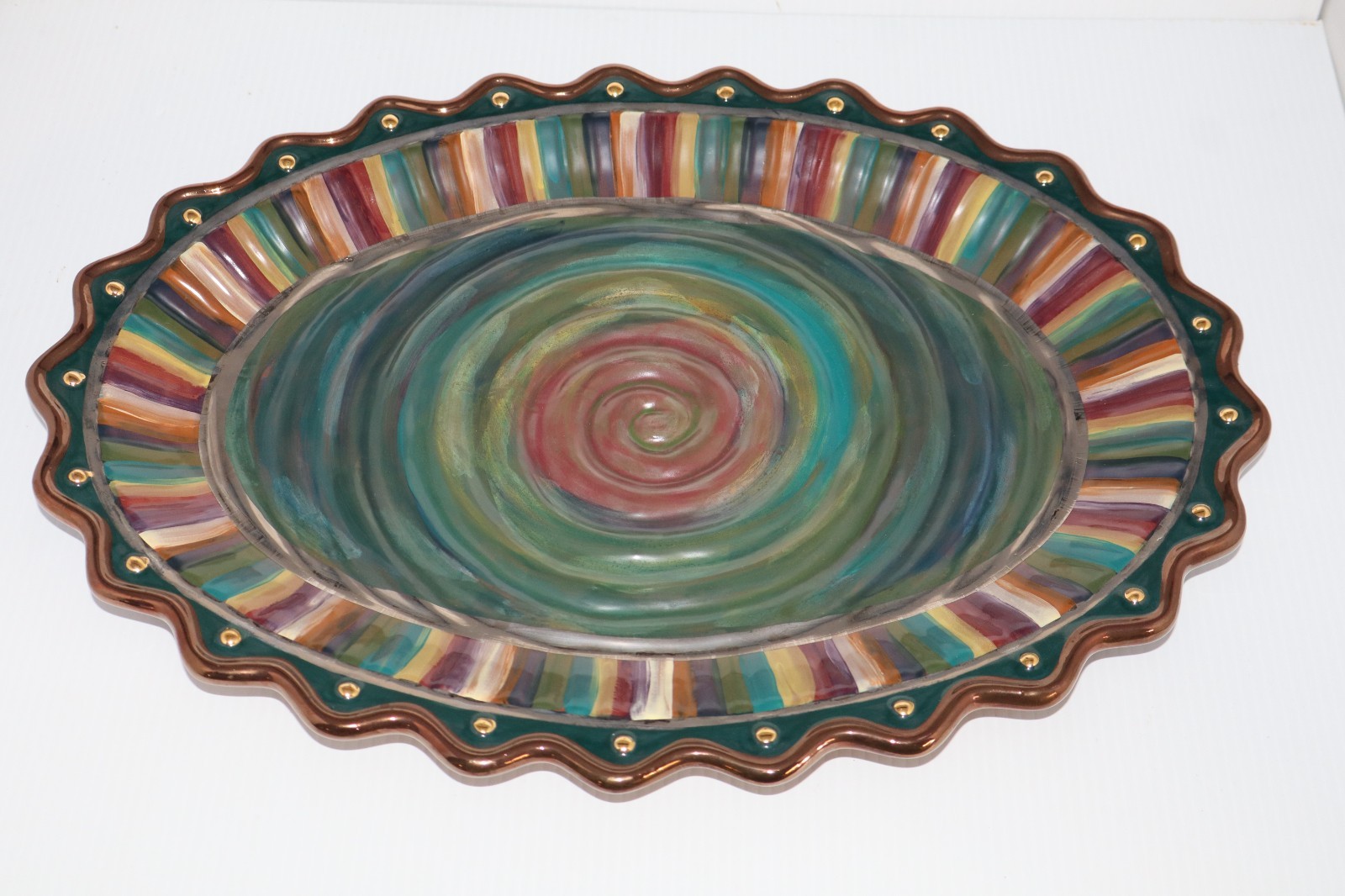 MACKENZIE CHILDS TRAPEZE PLATTER 17 5/8 \ MACKENZIE CHILDS TRAPEZE PLATTER 17 5/8 \