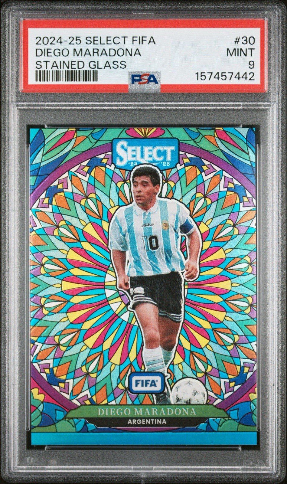 2024-25 Panini Select Fifa - Stained Glass Diego Maradona #30 UP 2024-25 Panini Select Fifa - Stained Glass Diego Maradona #30 UP